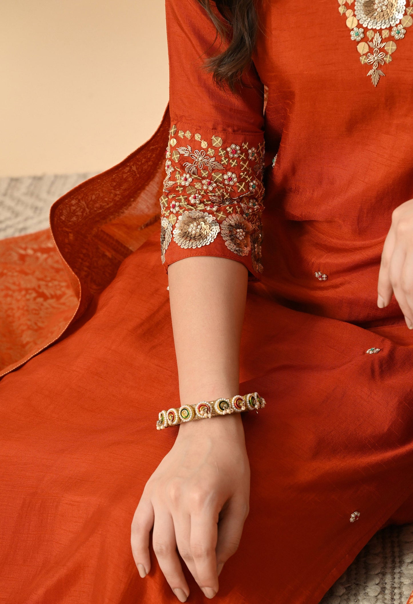 Orange Elegance Silk Ensemble