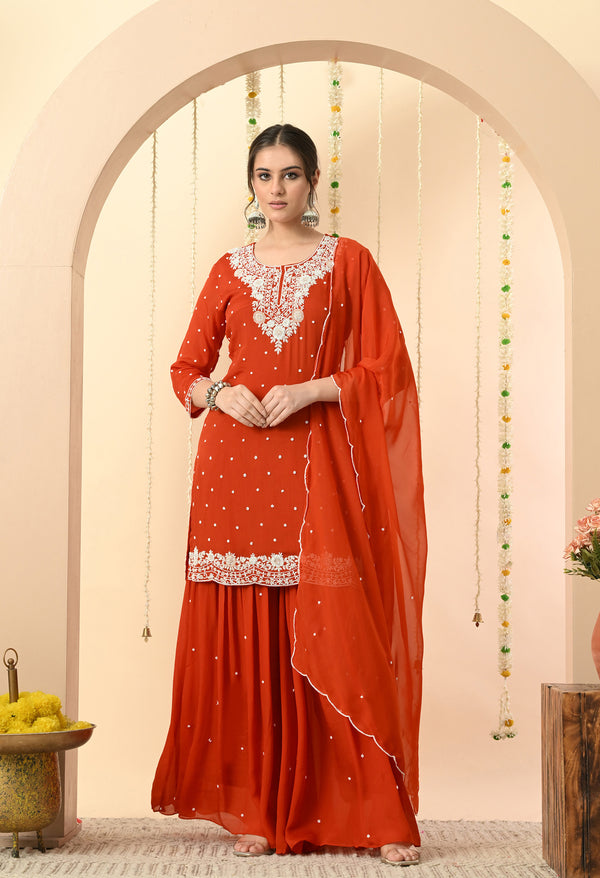 Sparkling Orange Pearl Garara Set For woman