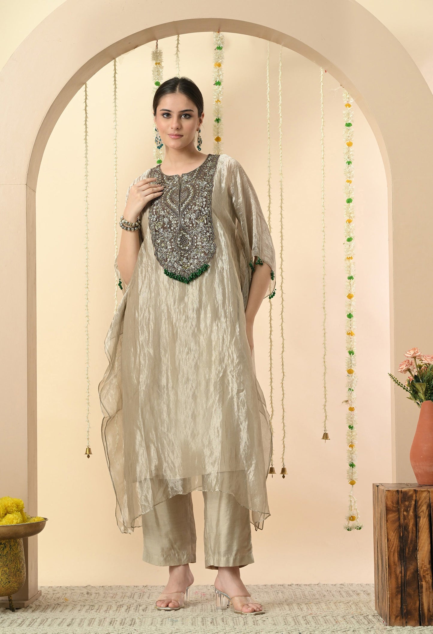 Grey Glamour Kaftan Set