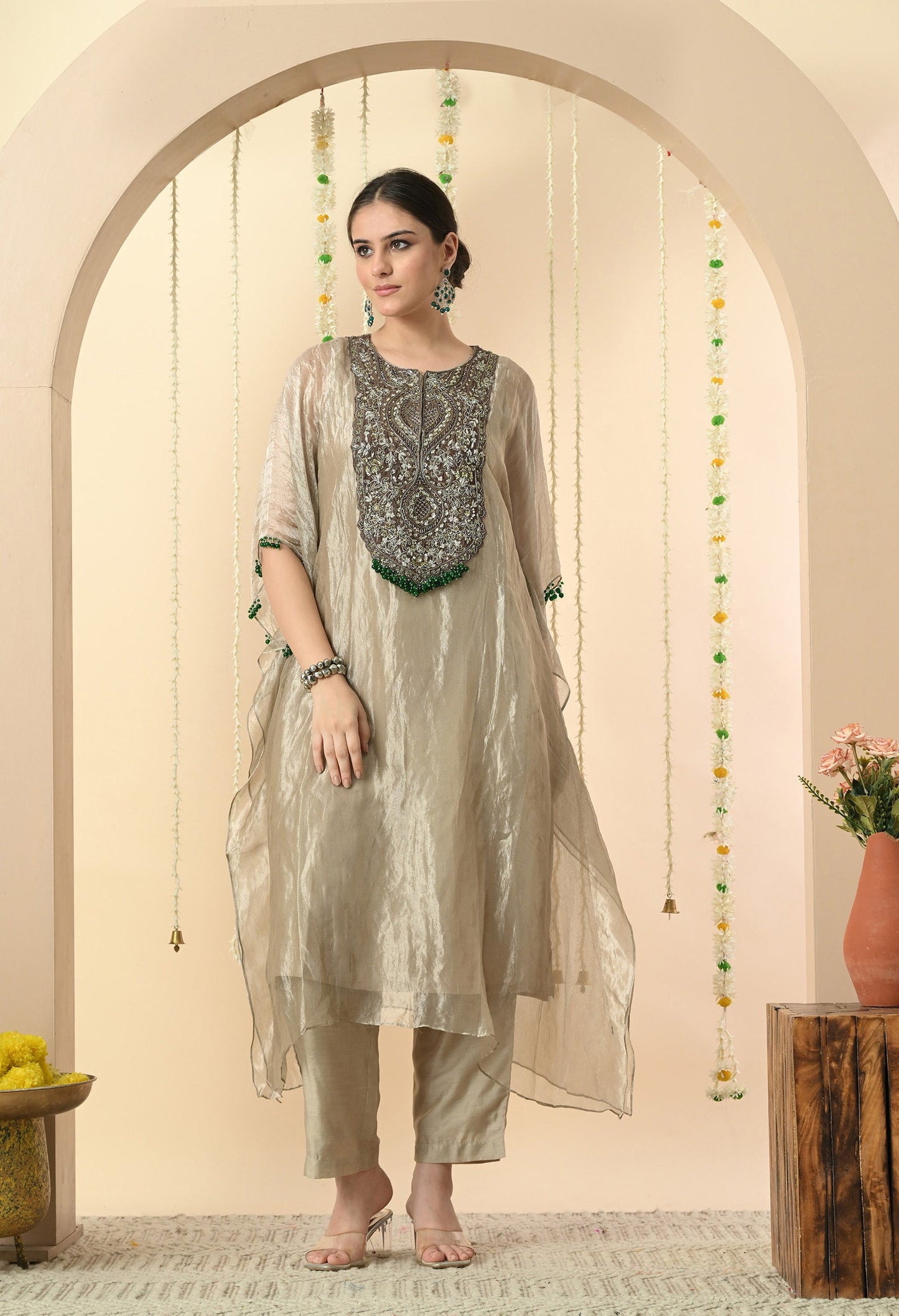 Grey Glamour Kaftan Set
