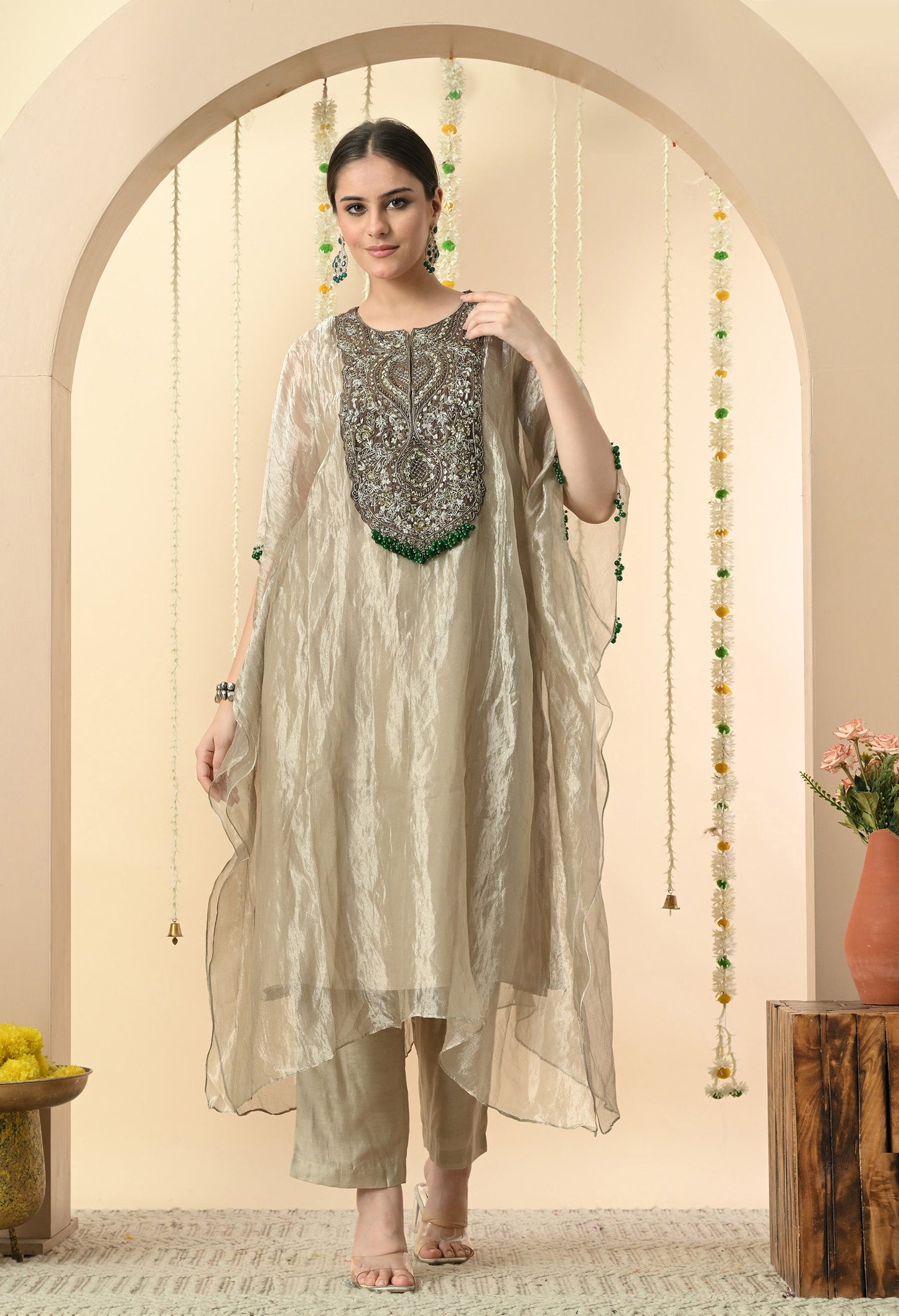 Grey Glamour Kaftan Set