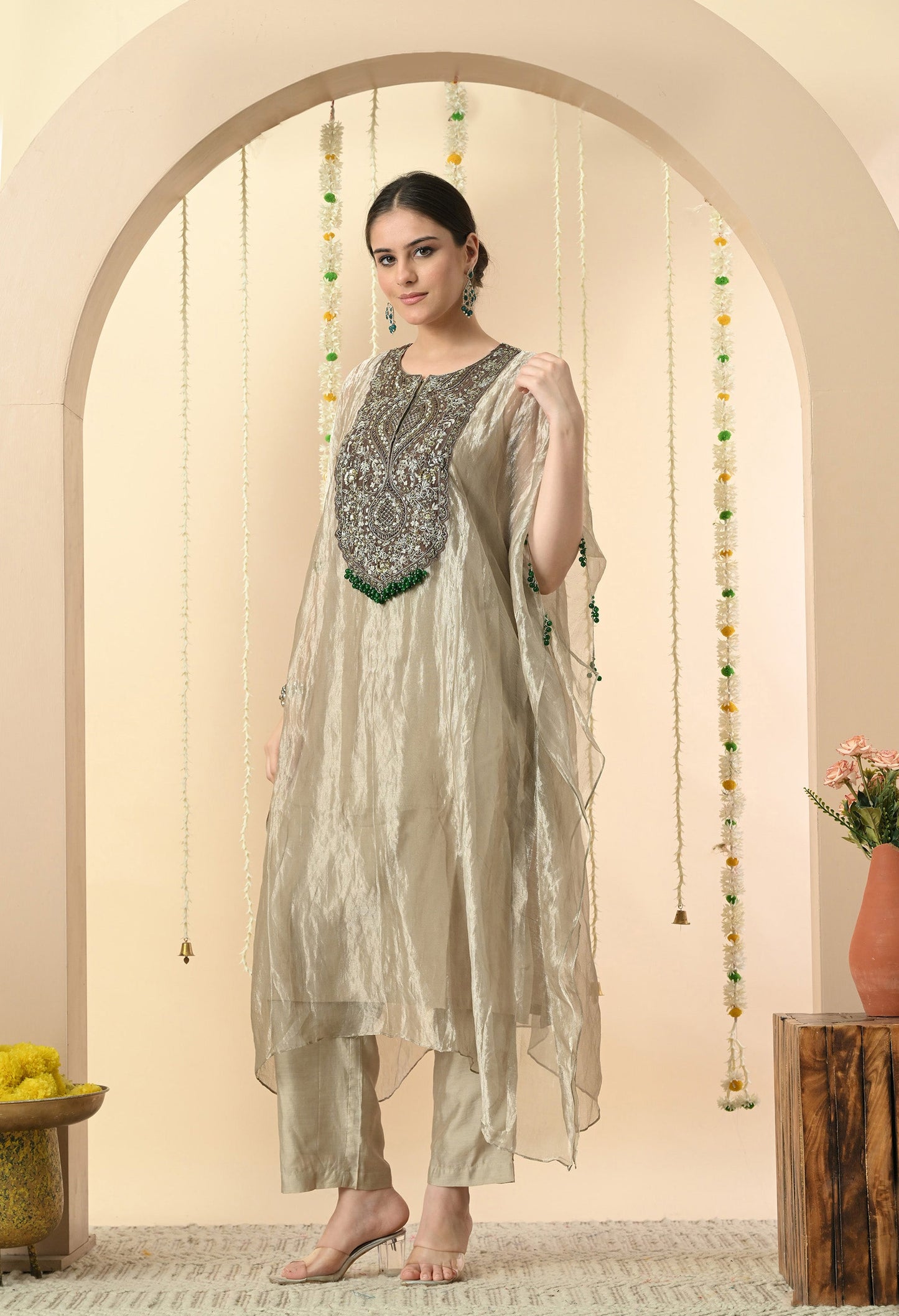 Grey Glamour Kaftan Set
