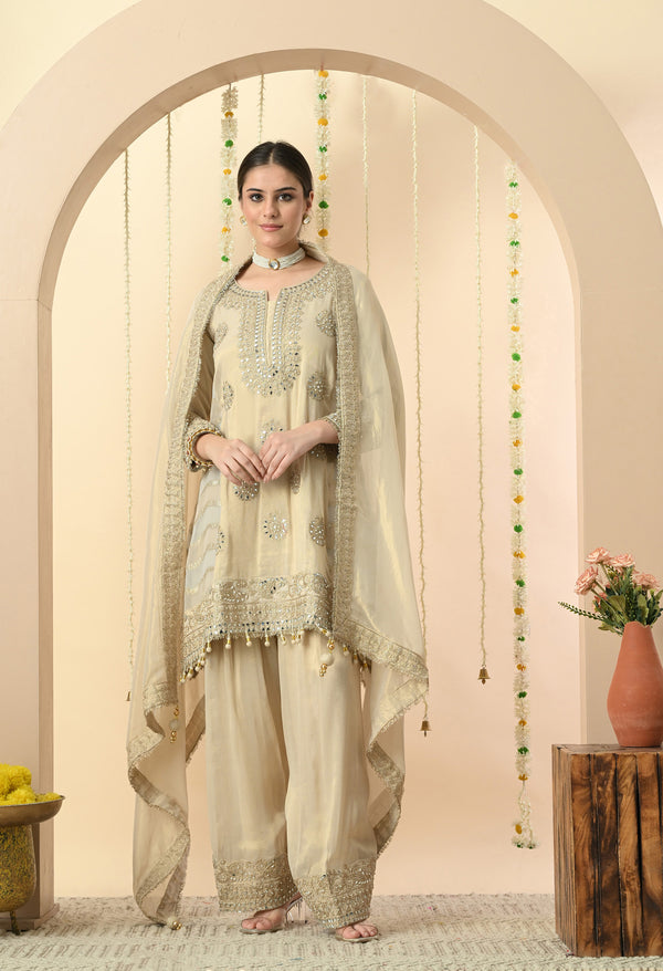 Graceful Cream Partywear Suit