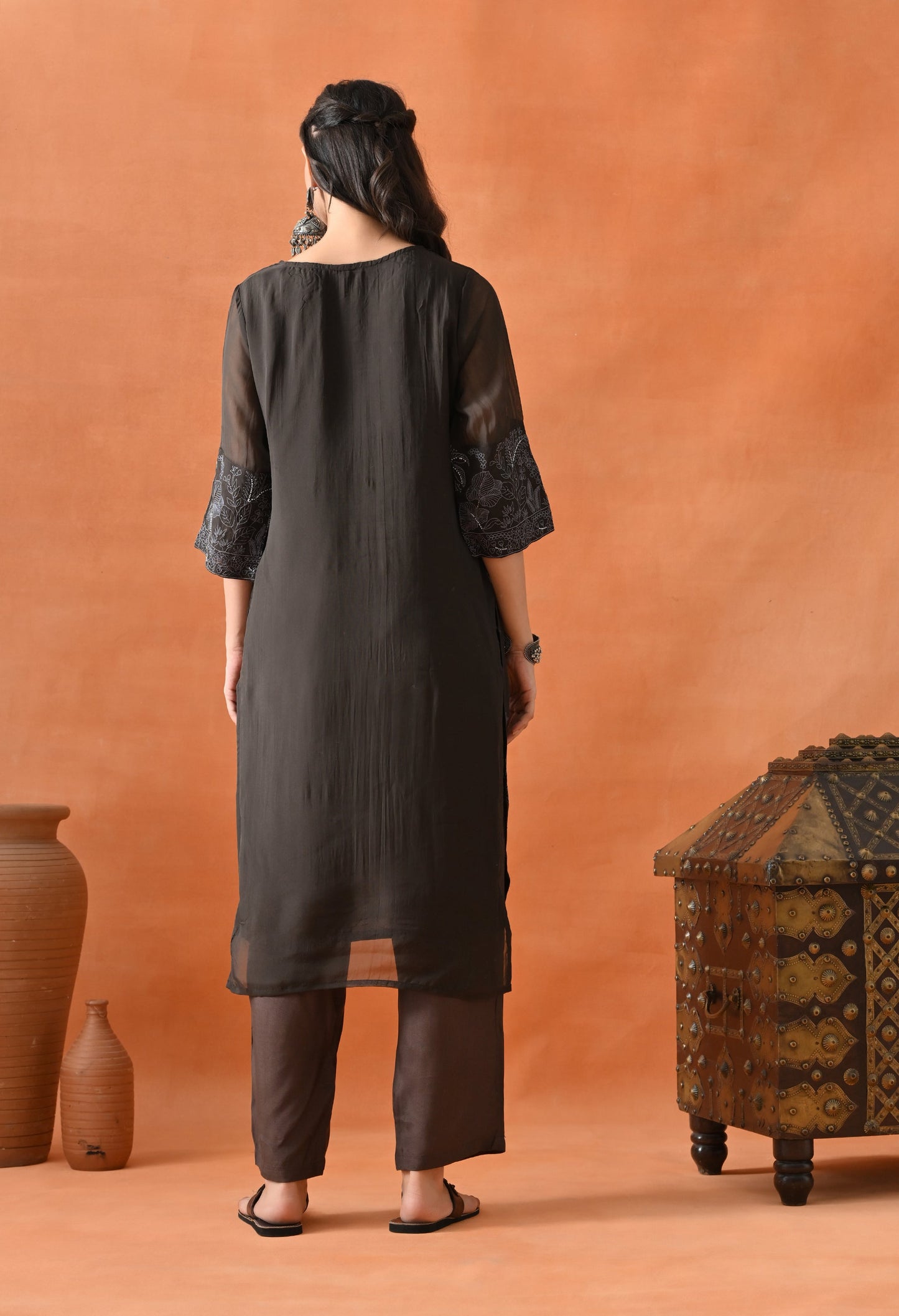 Dark Brown Pearl Thread Suit