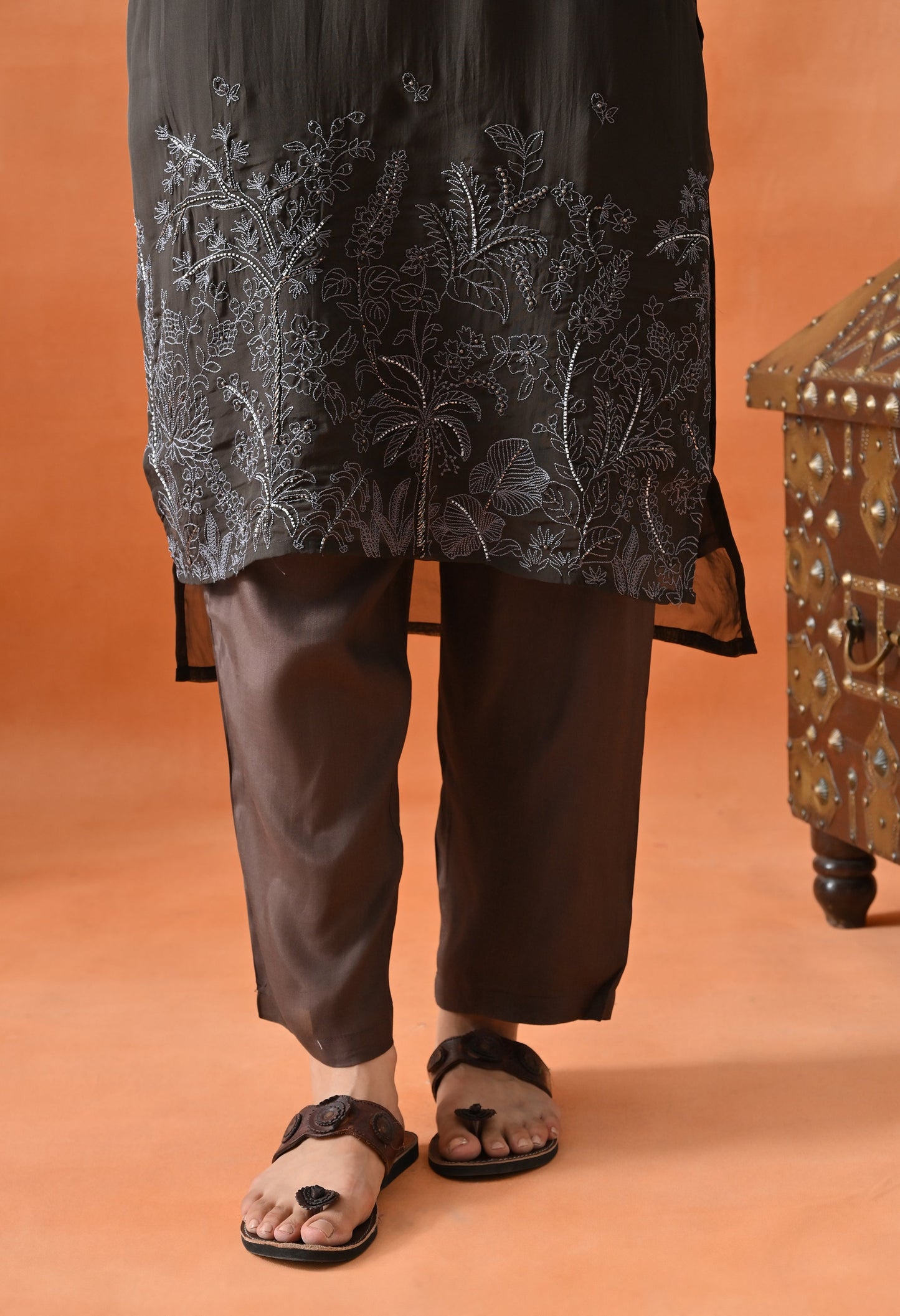 Dark Brown Pearl Thread Suit