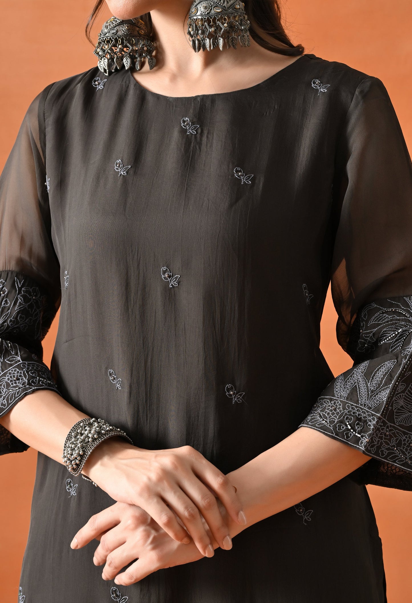 Dark Brown Pearl Thread Suit