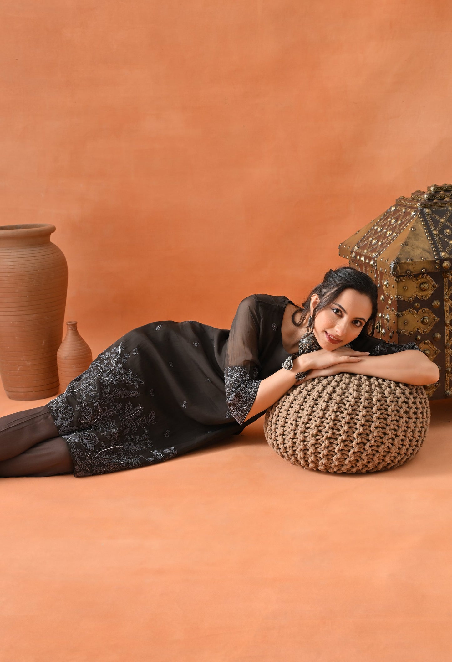 Dark Brown Pearl Thread Suit