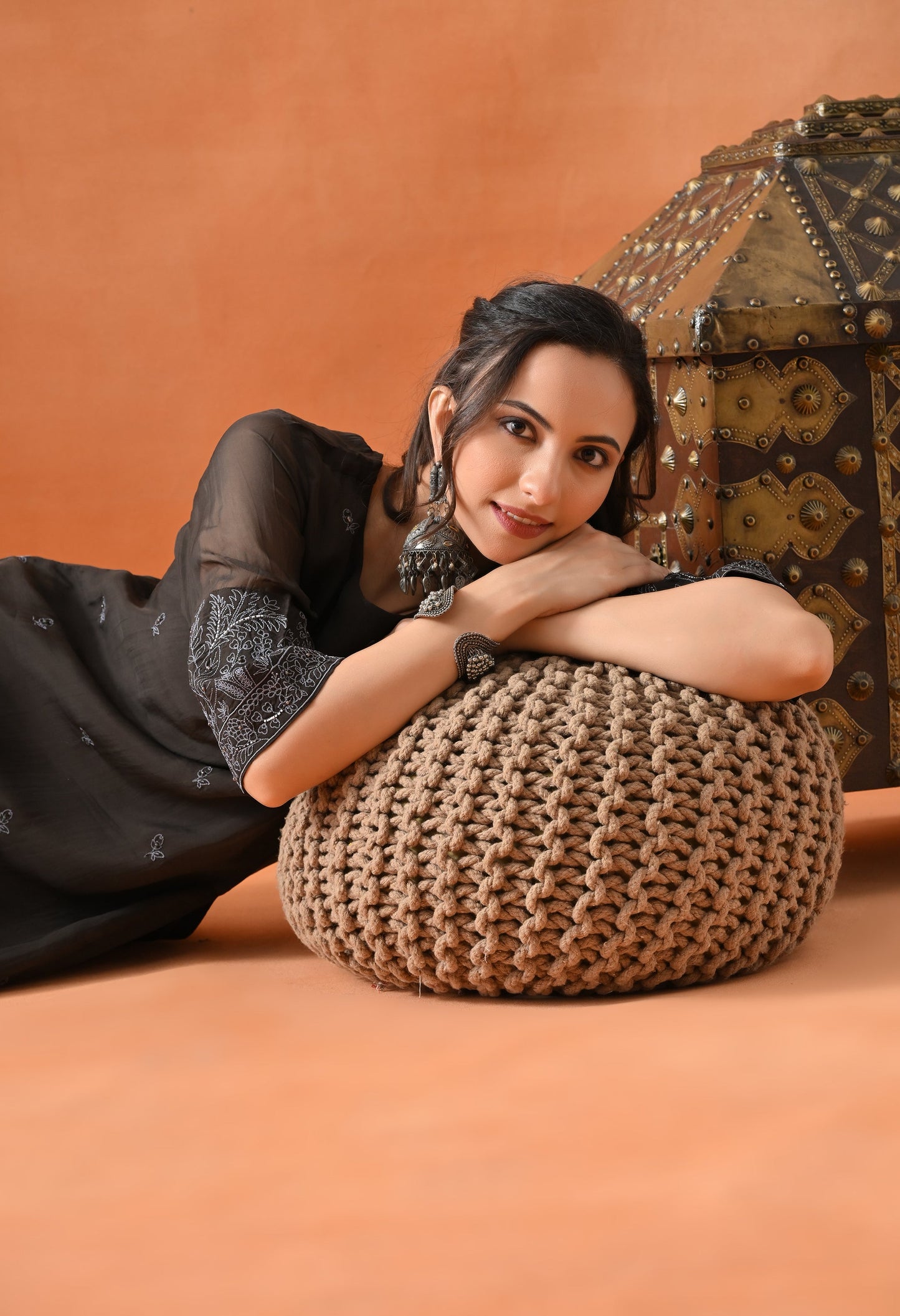 Dark Brown Pearl Thread Suit