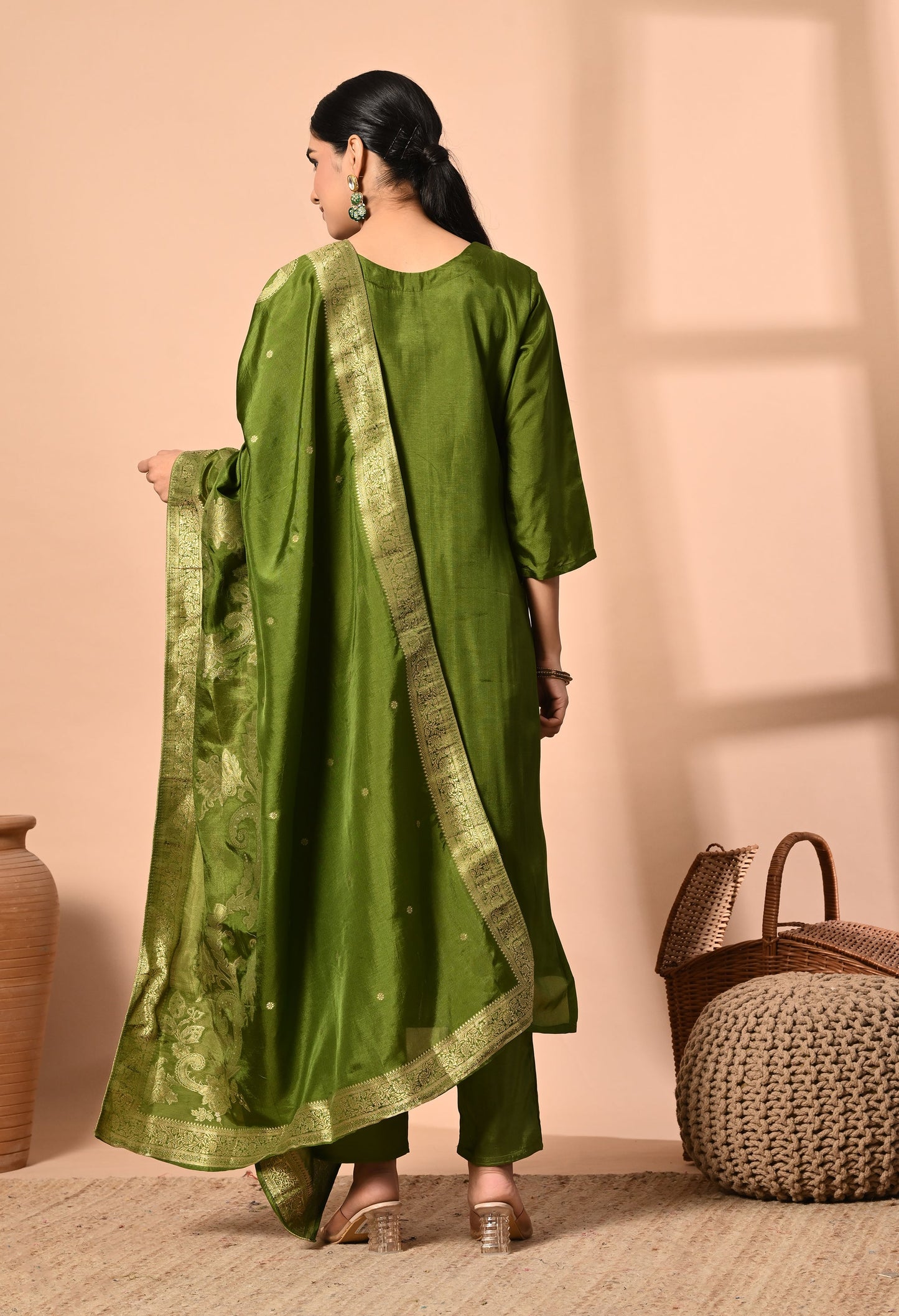 Royal Green Brasso Silk Suit