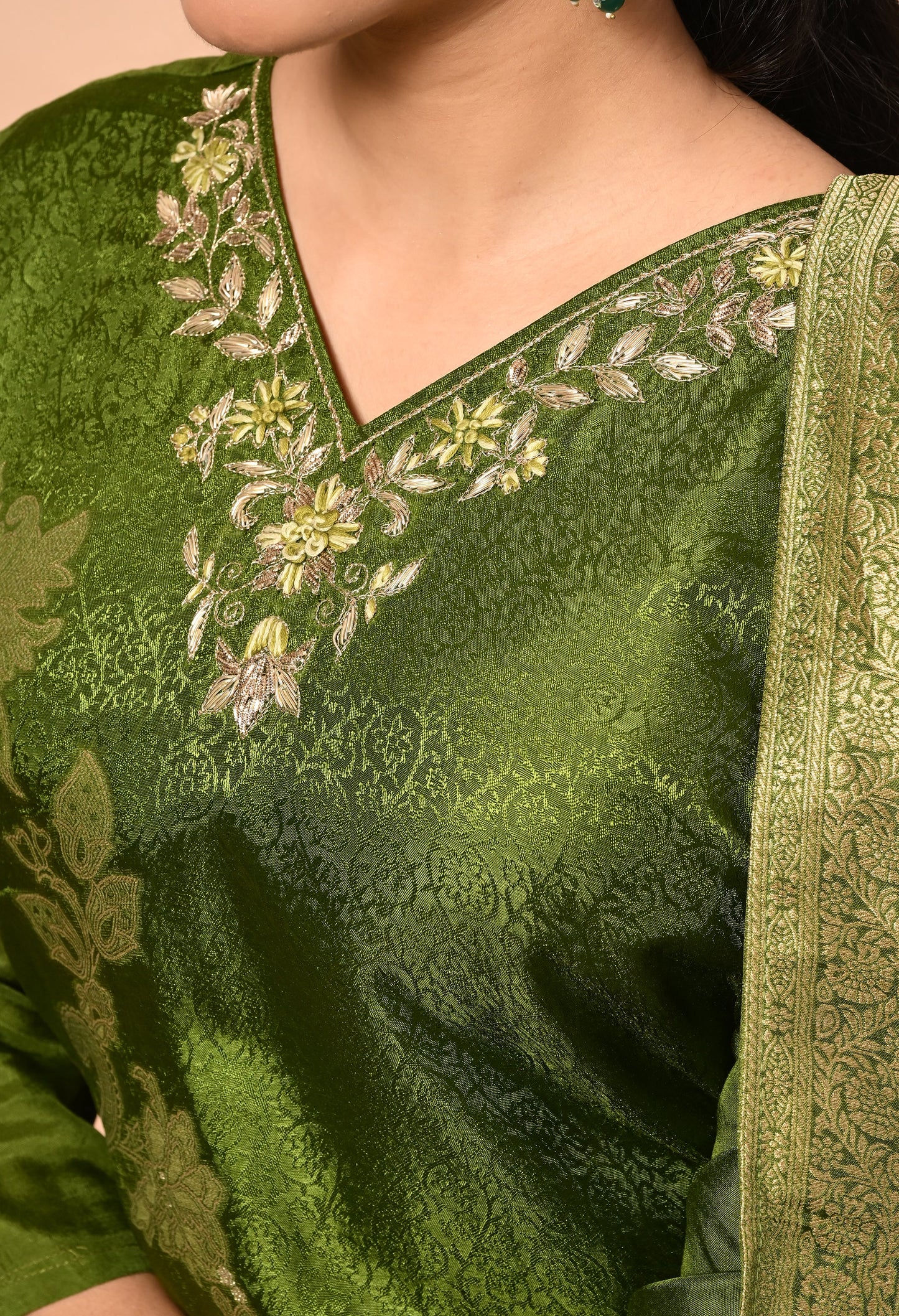 Royal Green Brasso Silk Suit