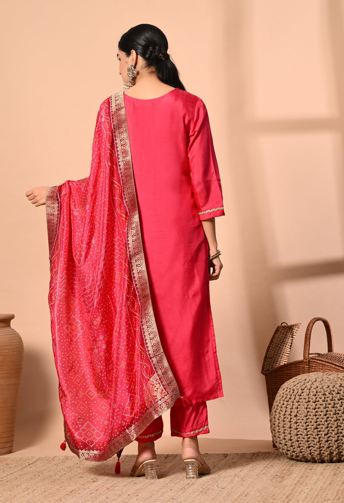 Elegant Magenta Pearl Suit