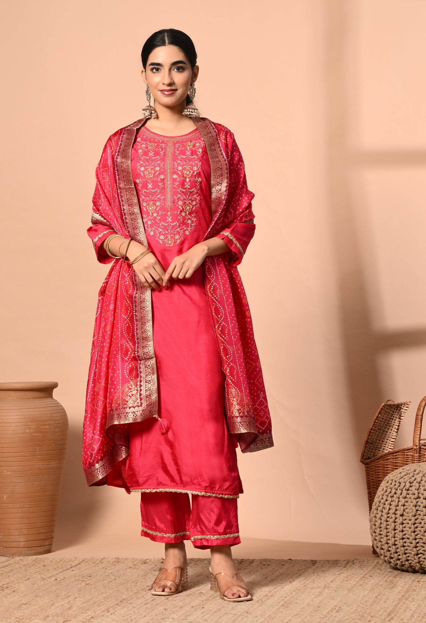 Elegant Magenta Pearl Suit