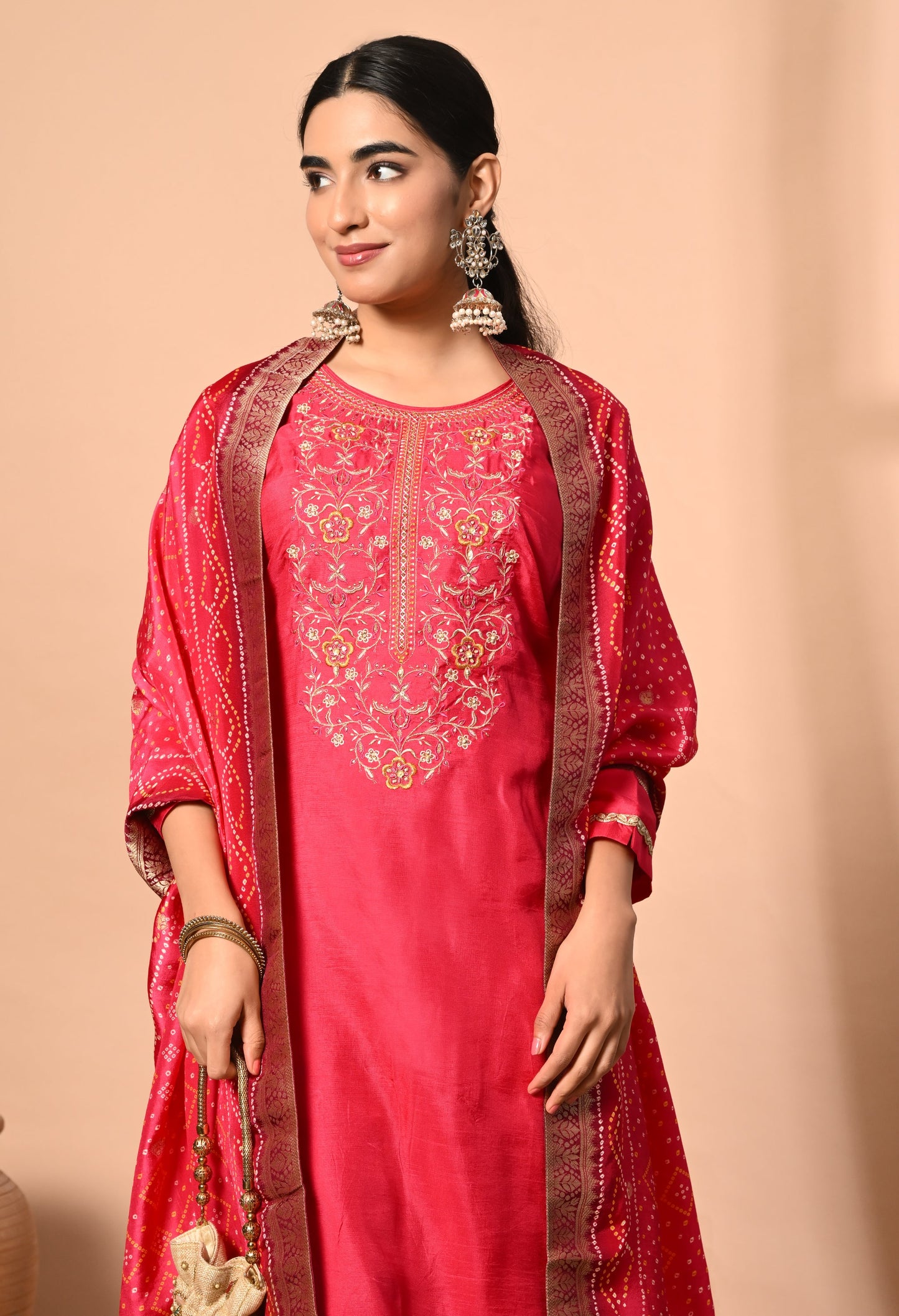 Elegant Magenta Pearl Suit