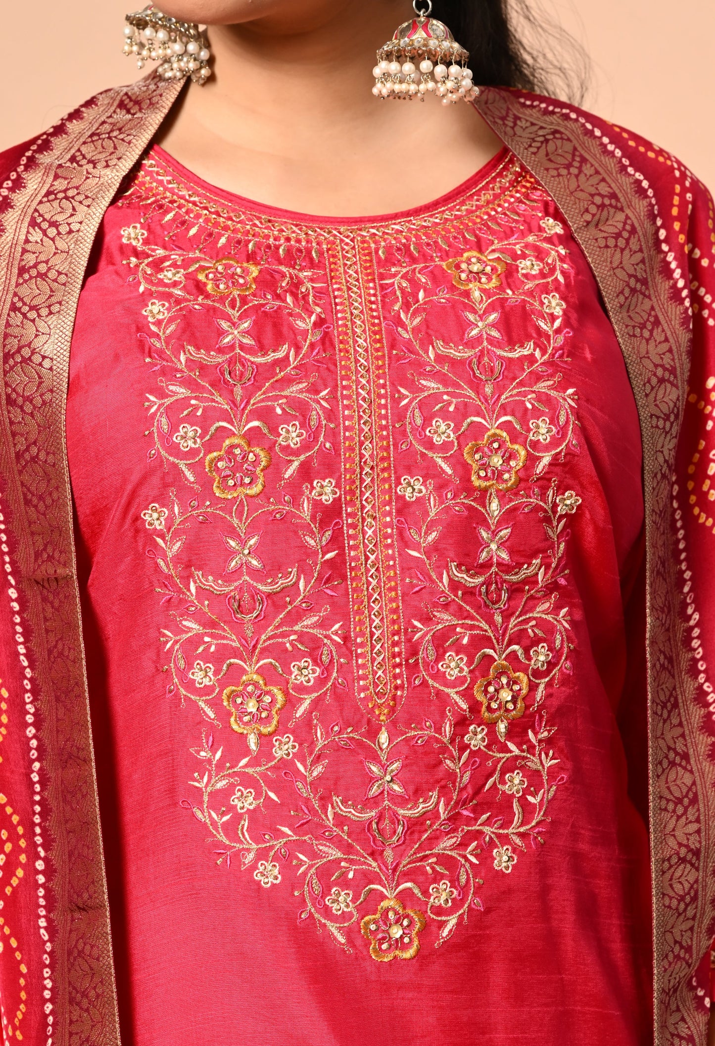 Elegant Magenta Pearl Suit