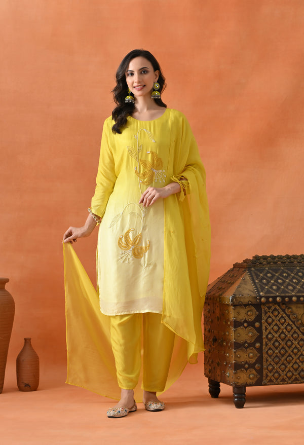 Yellow Pearl Party Suit Set