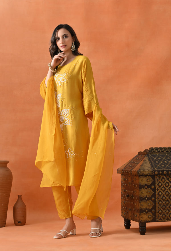 Yellow Pearl Shine Suit Set