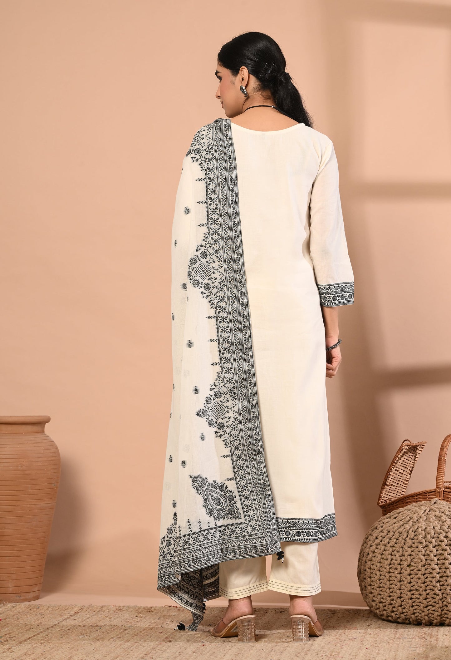 Elegant Pearl Jamdani Suit