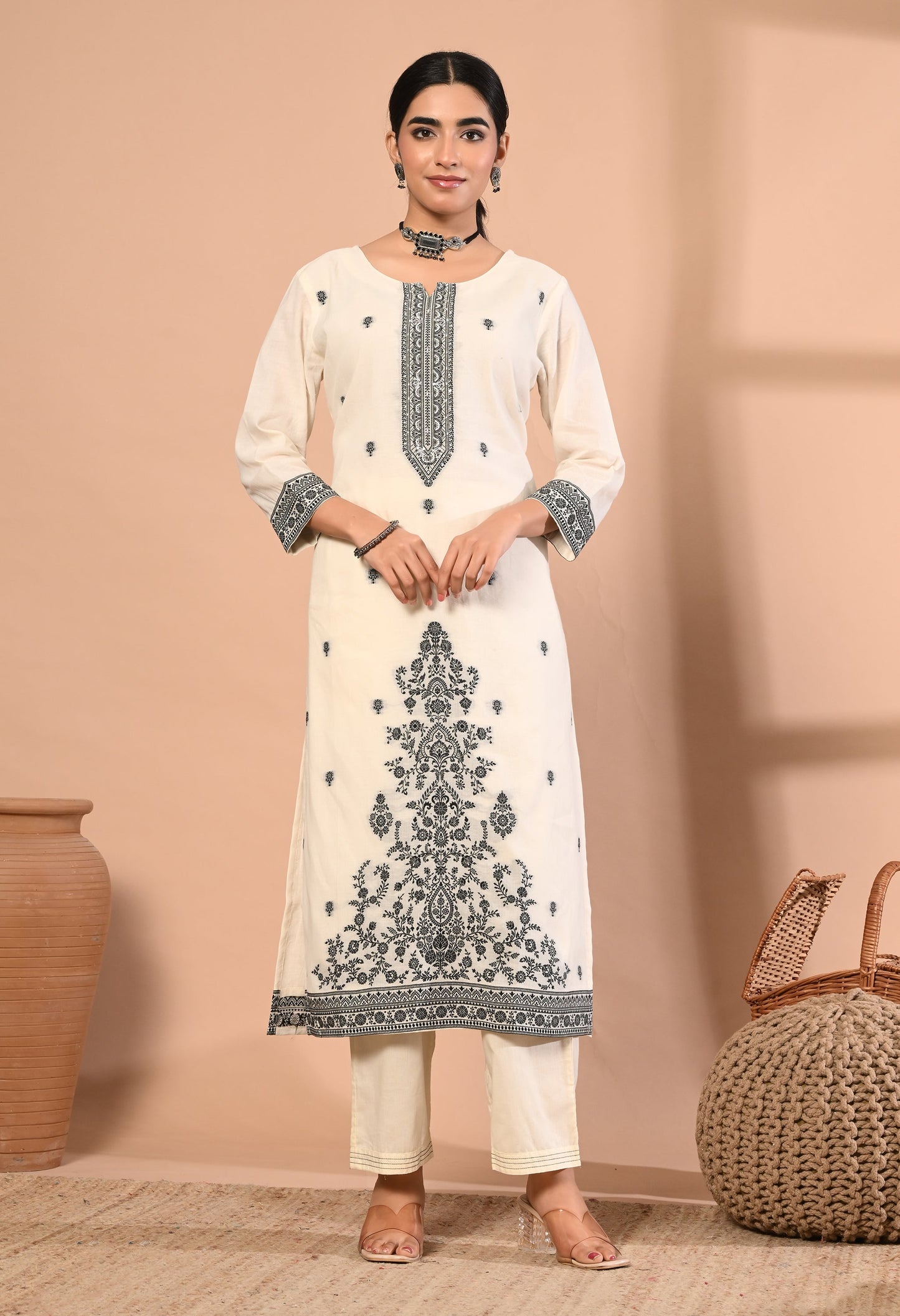 Elegant Pearl Jamdani Suit