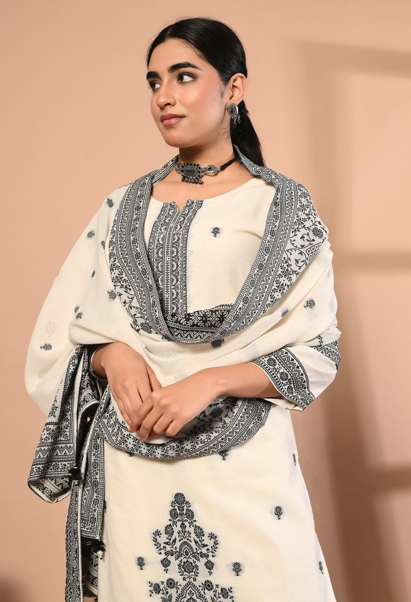 Elegant Pearl Jamdani Suit