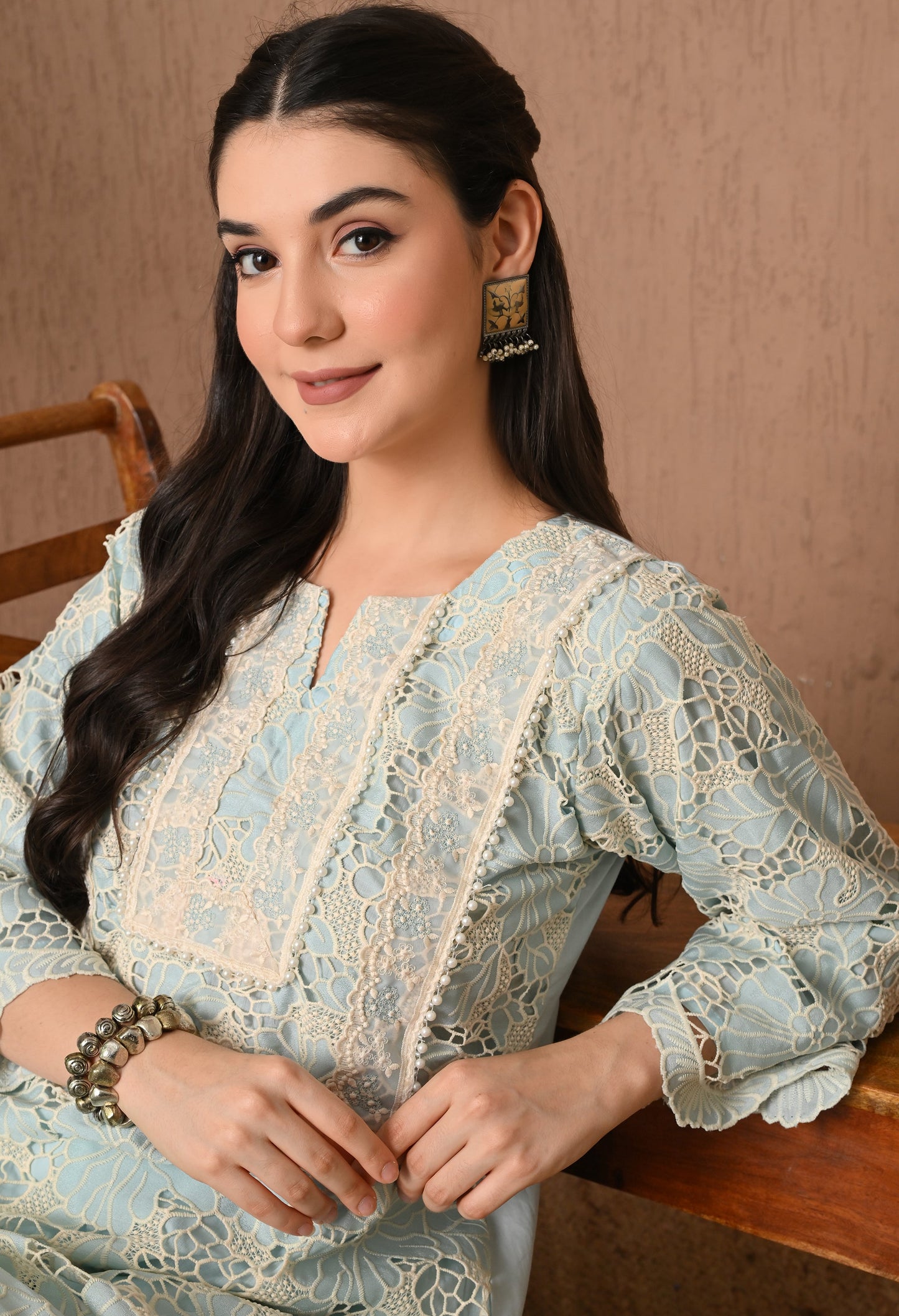 Aero Blue Elegance Frock Co-ord Set