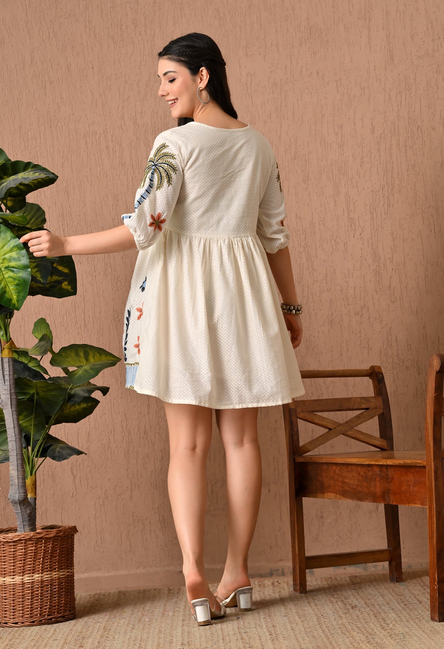 Elegant Cream Midi Frock Delight