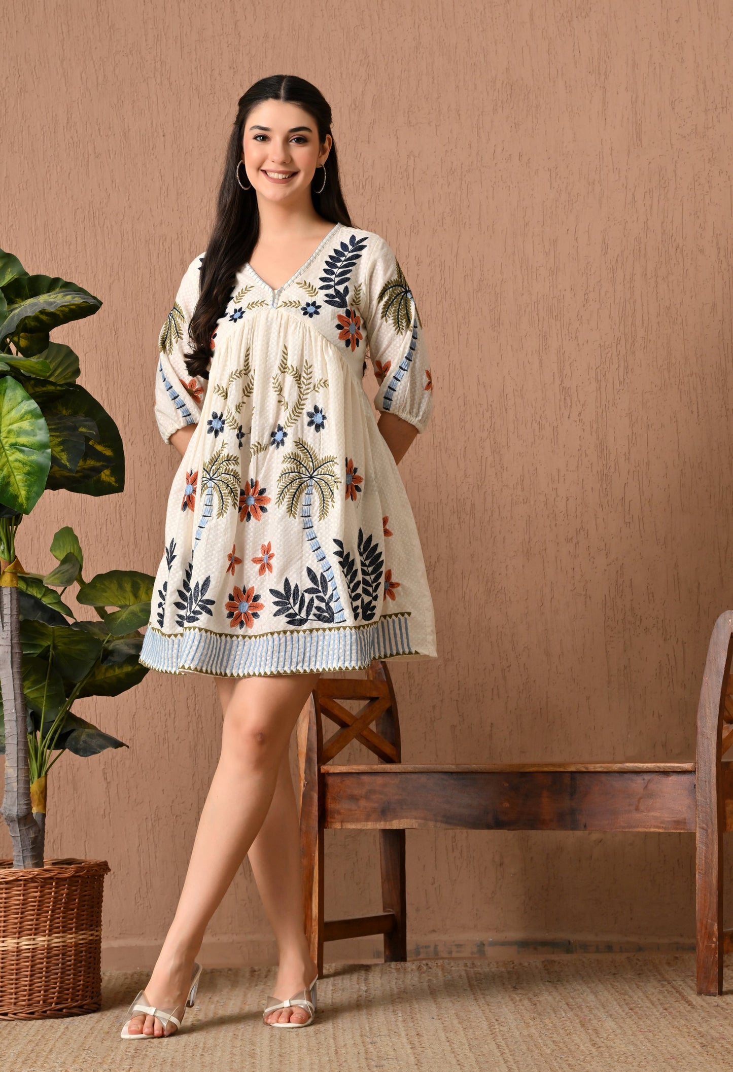Elegant Cream Midi Frock Delight