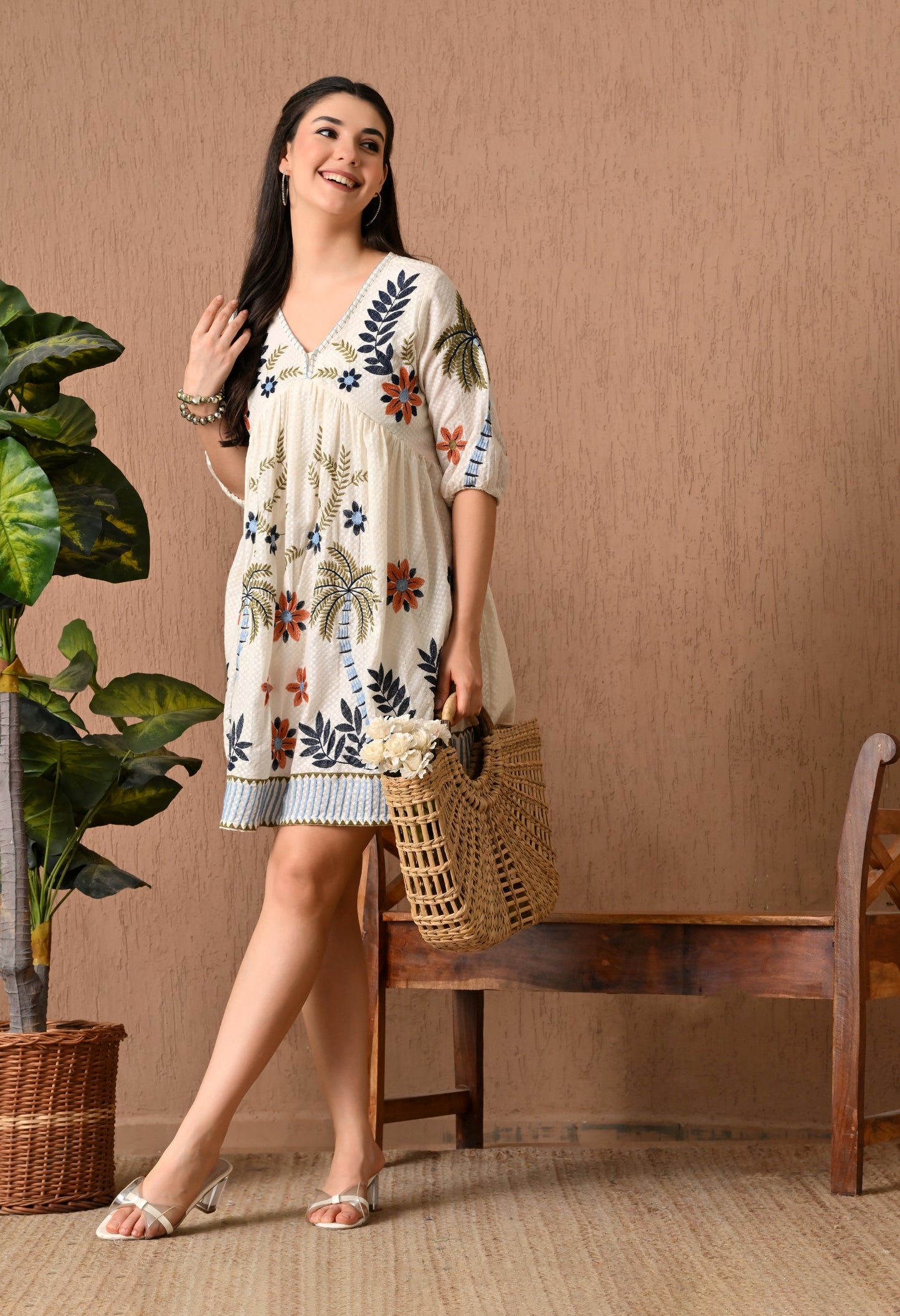 Elegant Cream Midi Frock Delight
