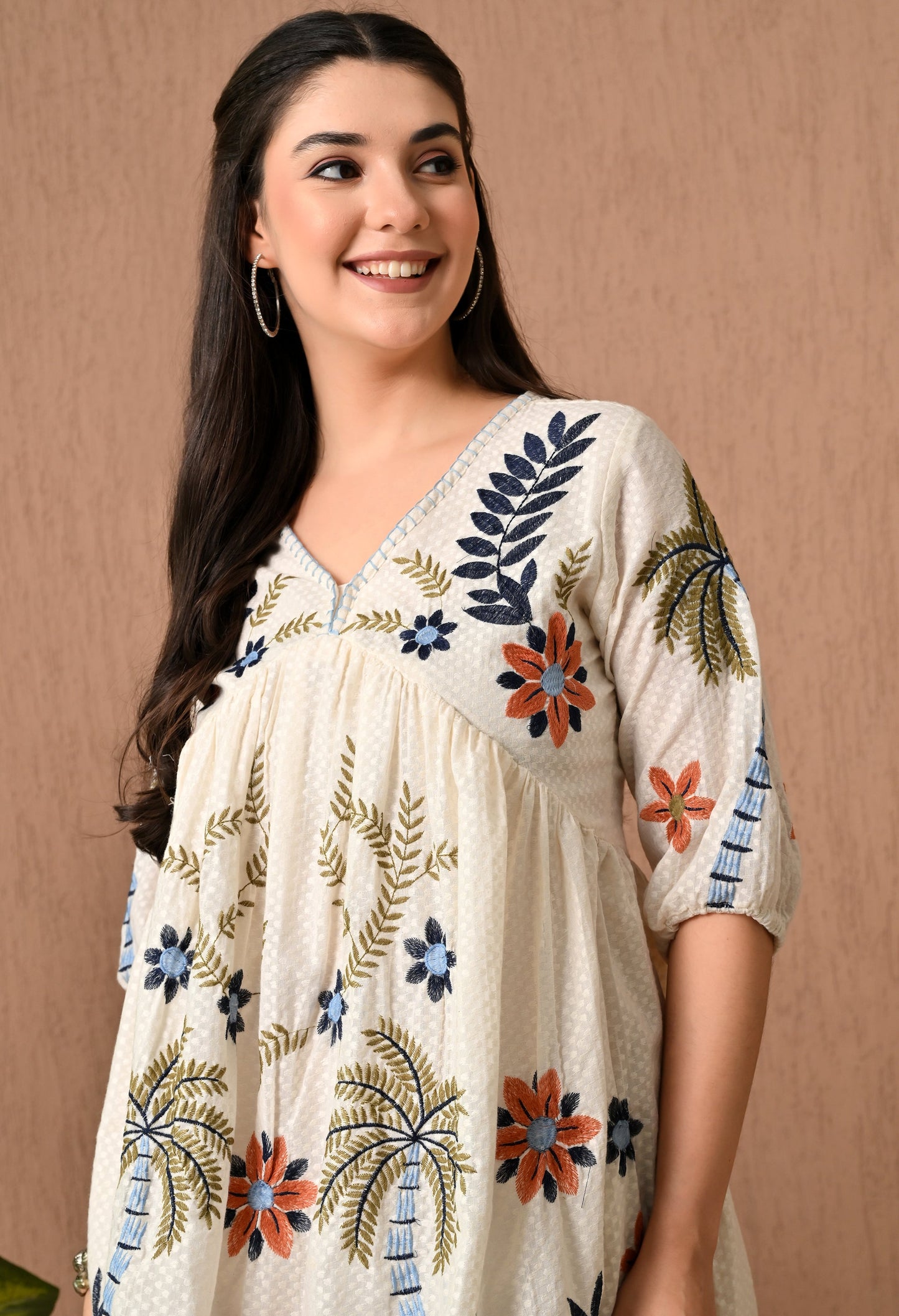 Elegant Cream Midi Frock Delight