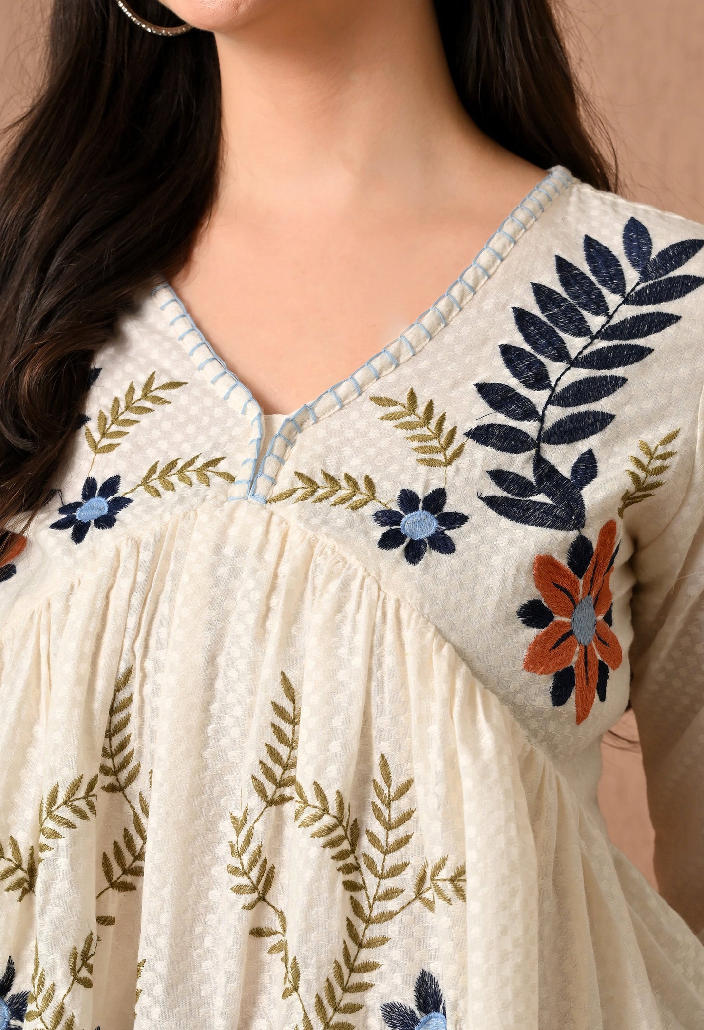 Elegant Cream Midi Frock Delight