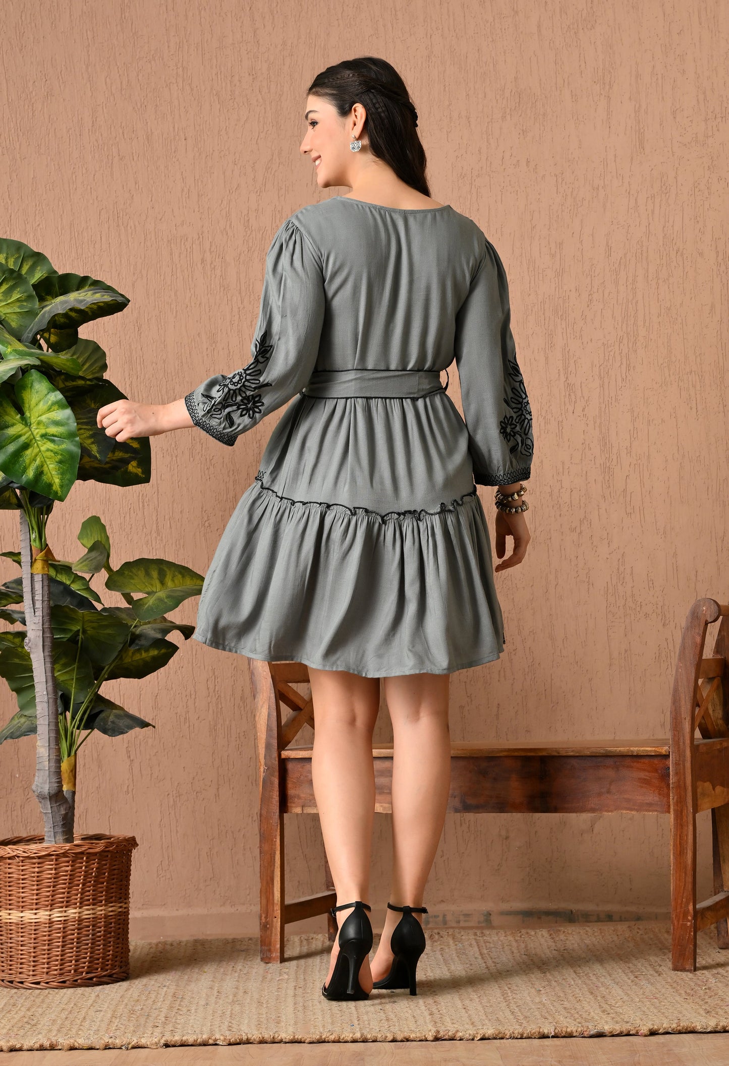 Charming Gray Midi Frock Delight
