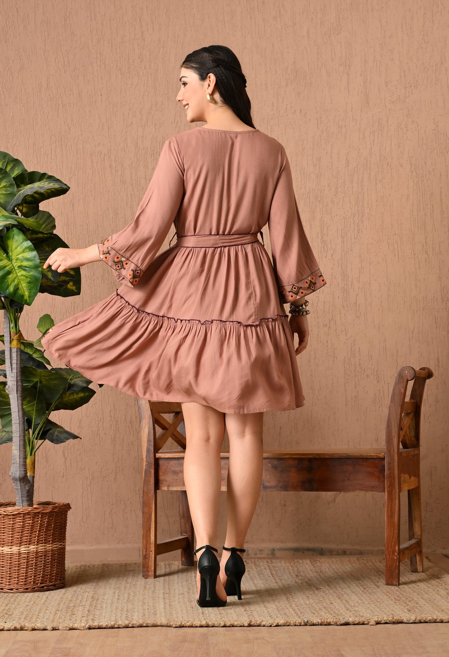 Beautiful Brown Midi Frock Delight
