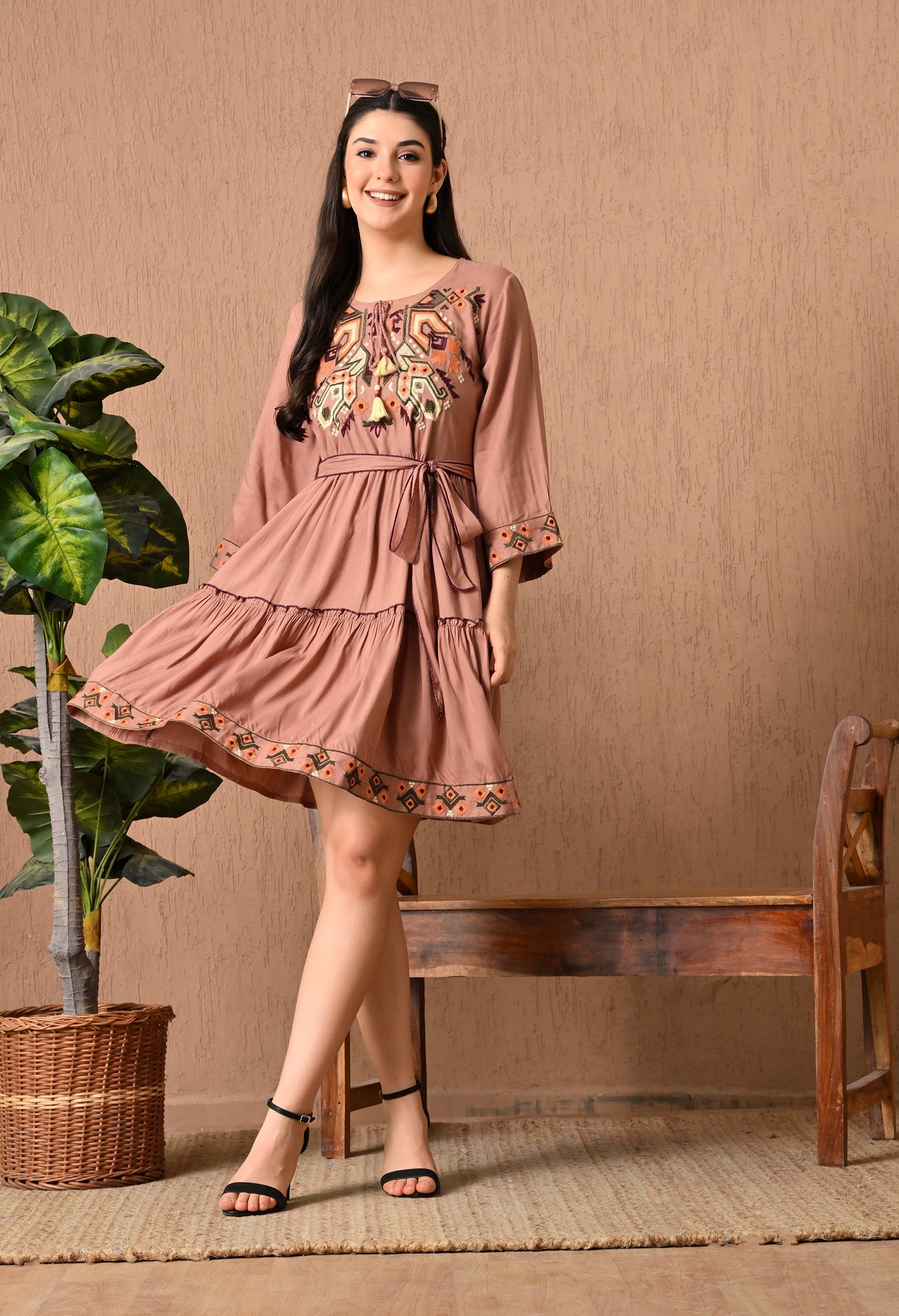 Beautiful Brown Midi Frock Delight