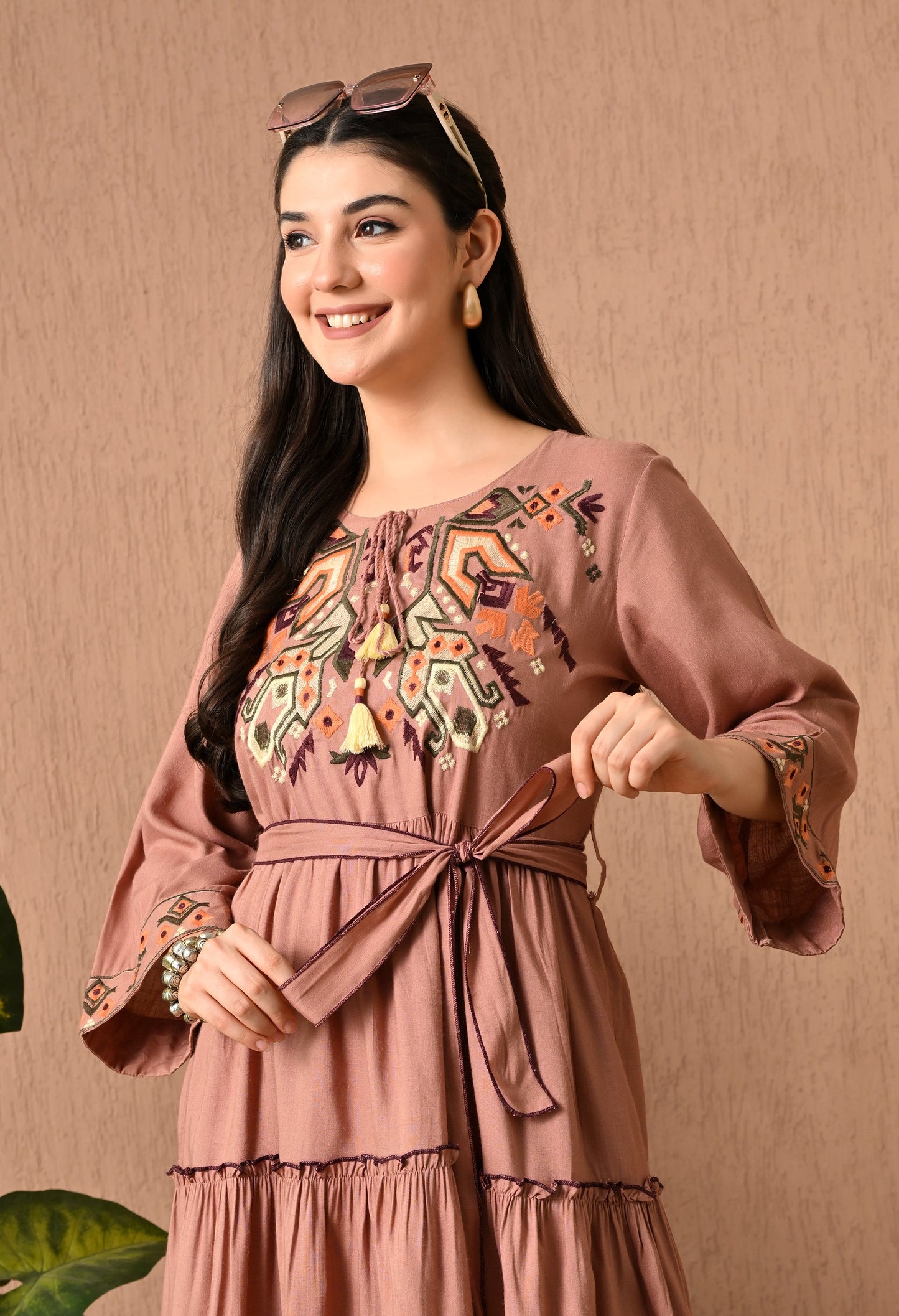 Beautiful Brown Midi Frock Delight
