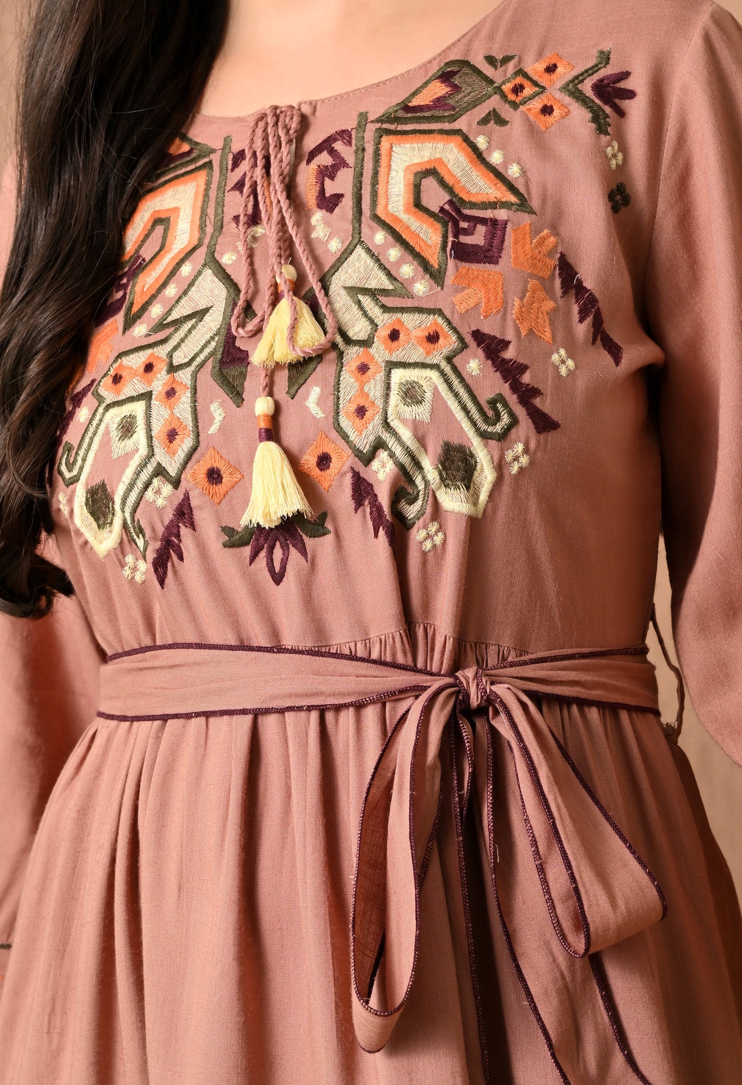 Beautiful Brown Midi Frock Delight
