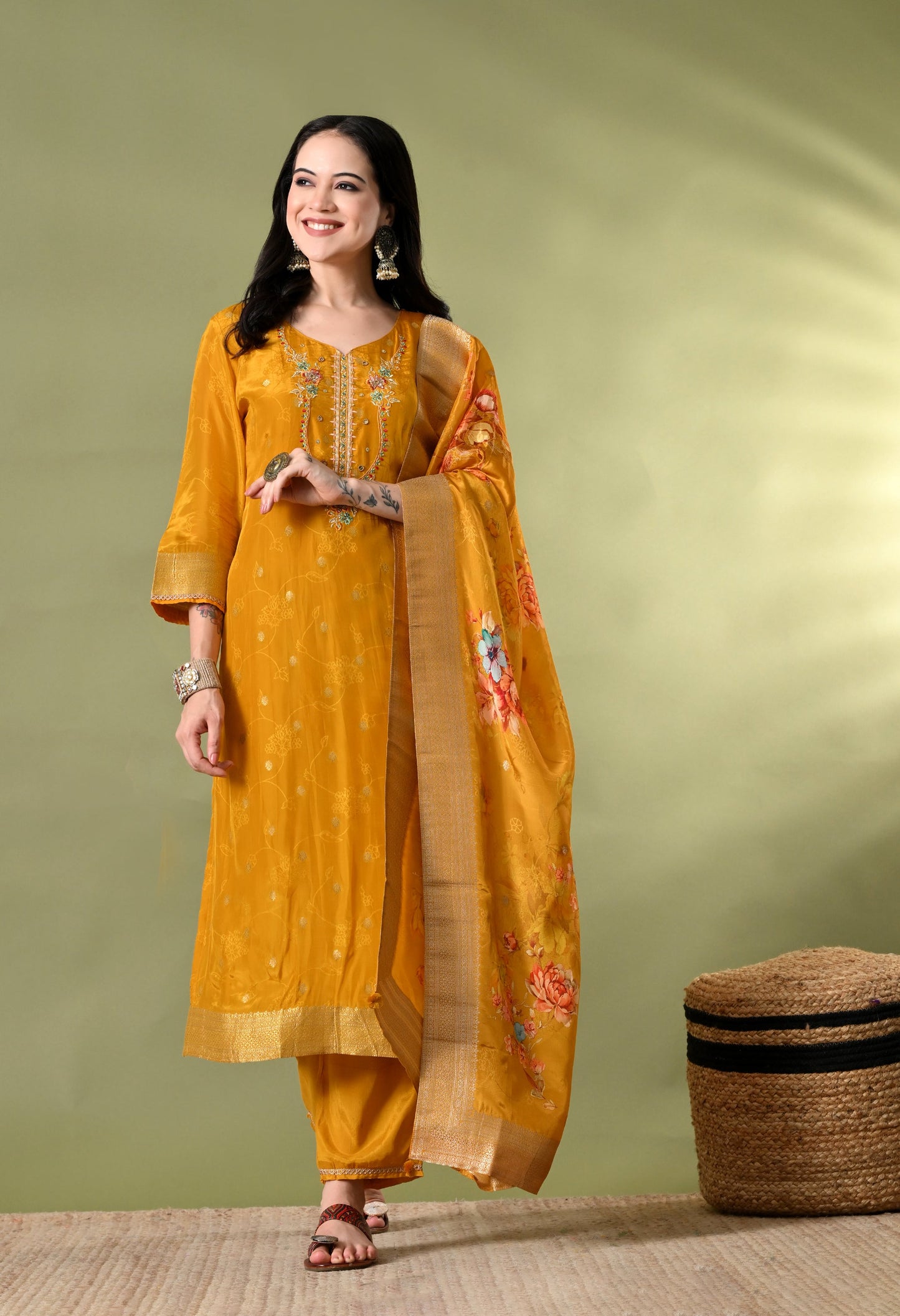 Golden Grace Banarasi Silk Suit