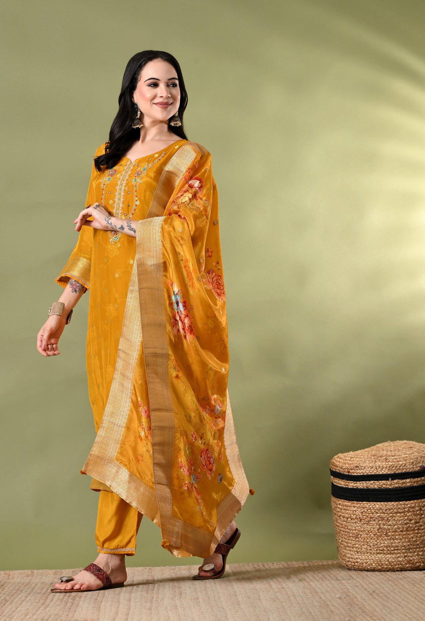 Golden Grace Banarasi Silk Suit