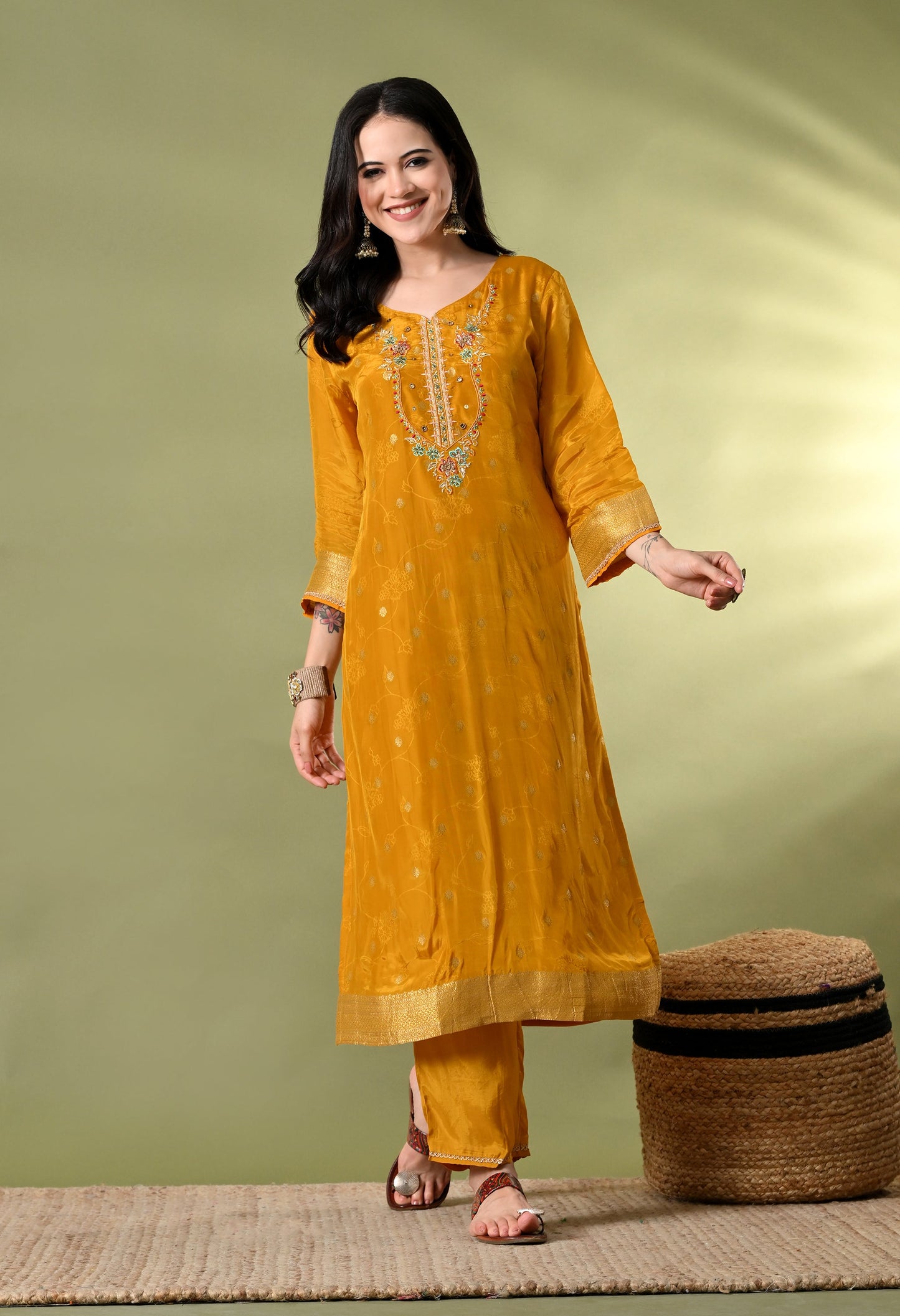 Golden Grace Banarasi Silk Suit