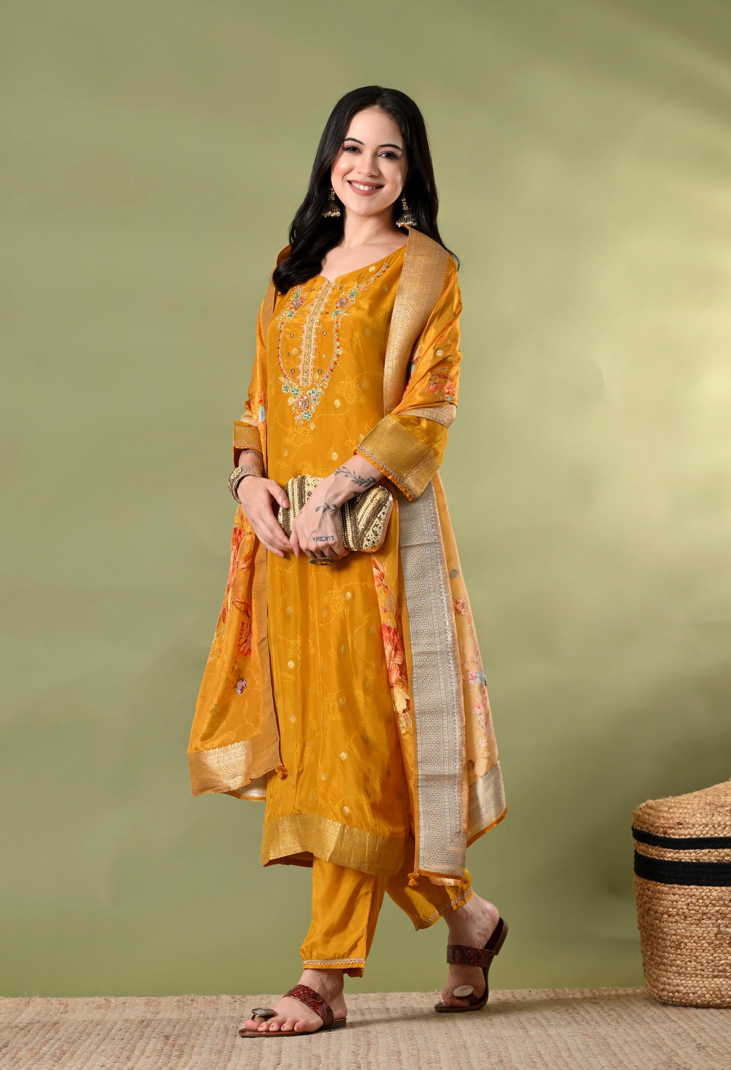 Golden Grace Banarasi Silk Suit