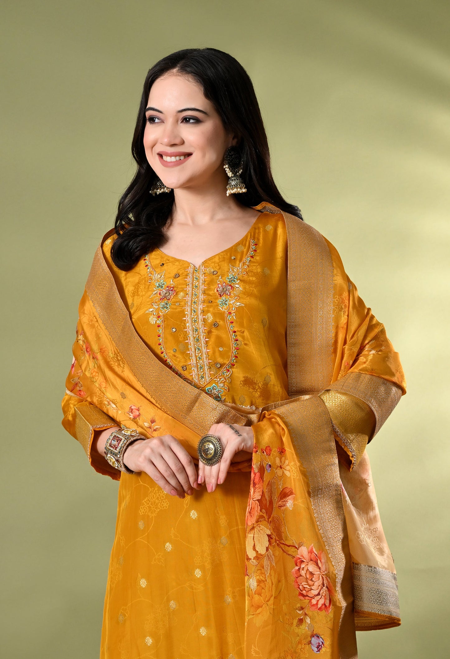 Golden Grace Banarasi Silk Suit