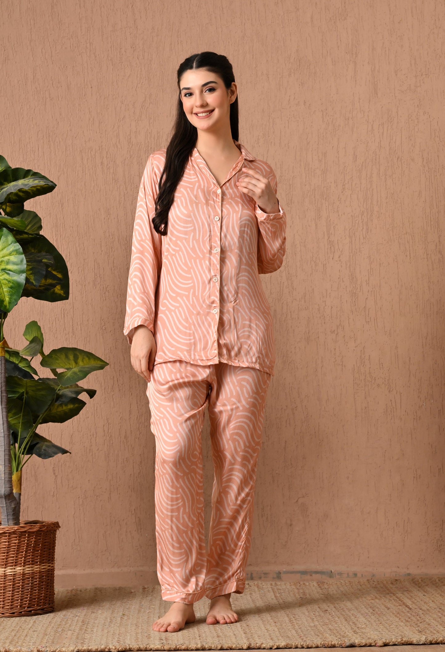 Cozy Satin Orange Night Suit