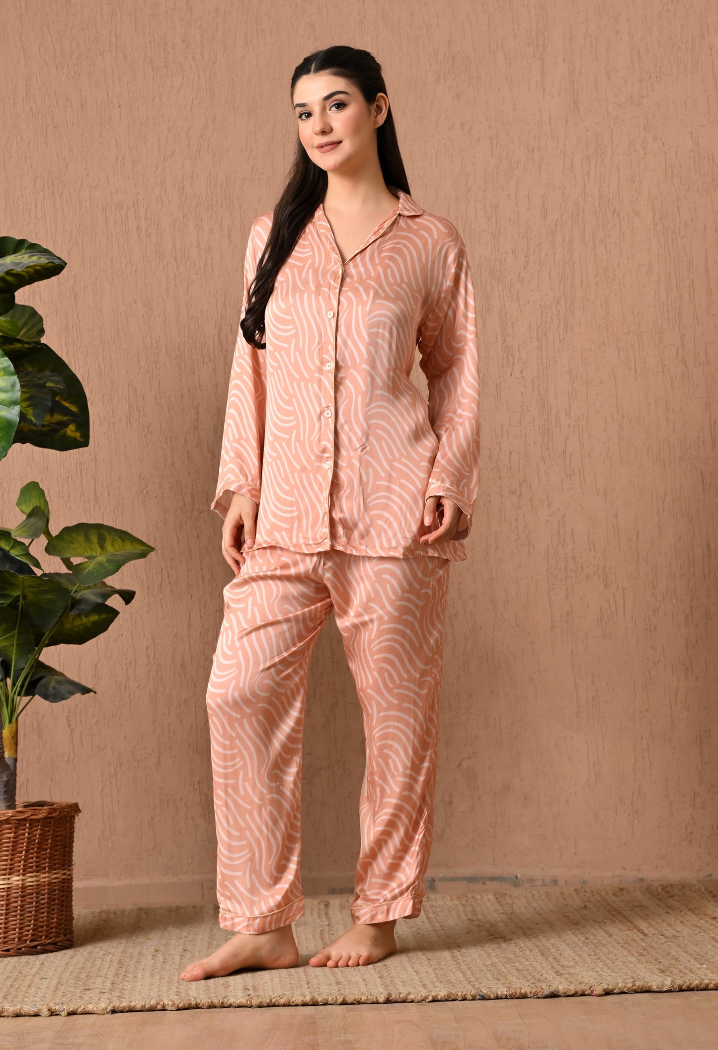 Cozy Satin Orange Night Suit