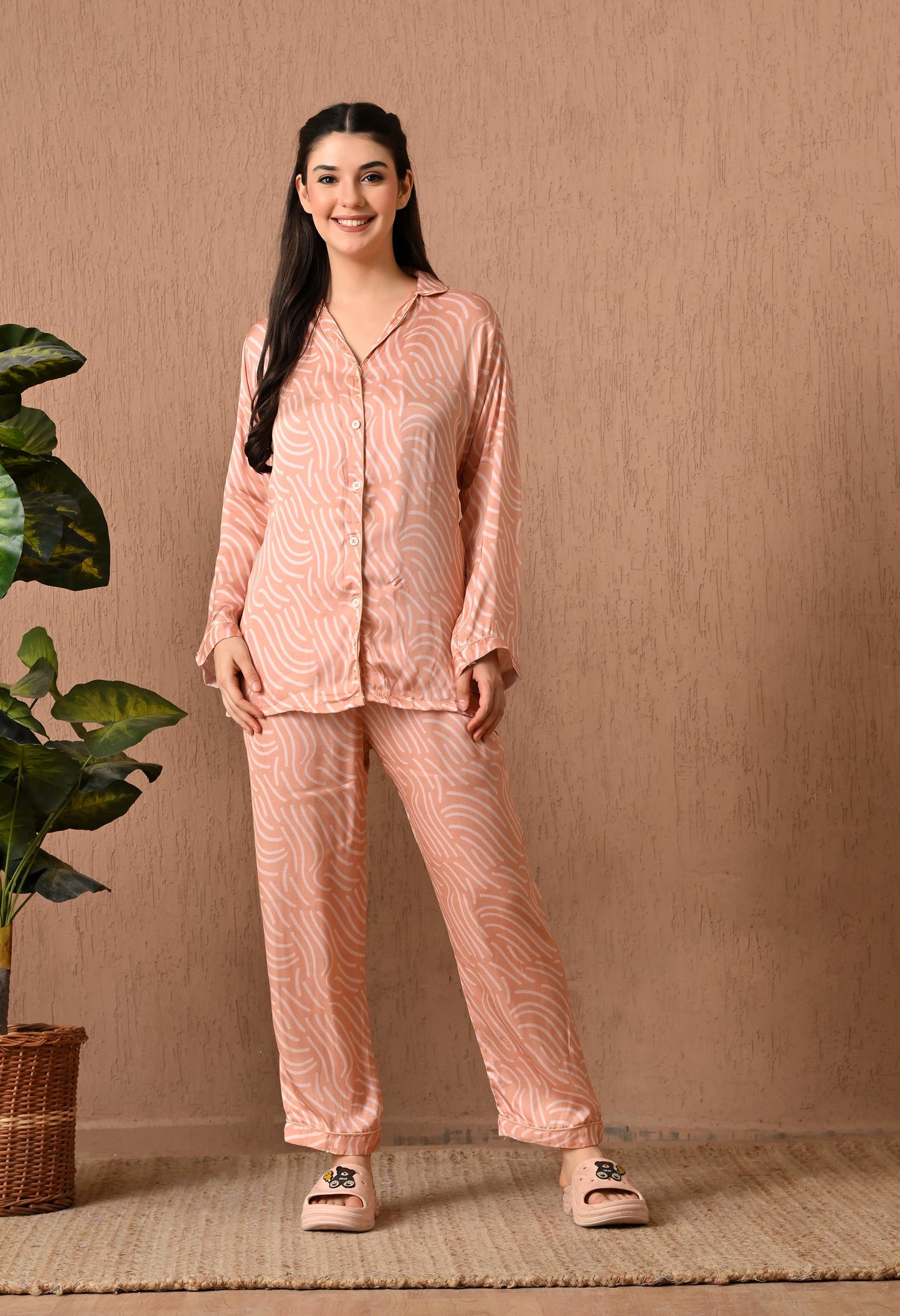 Cozy Satin Orange Night Suit