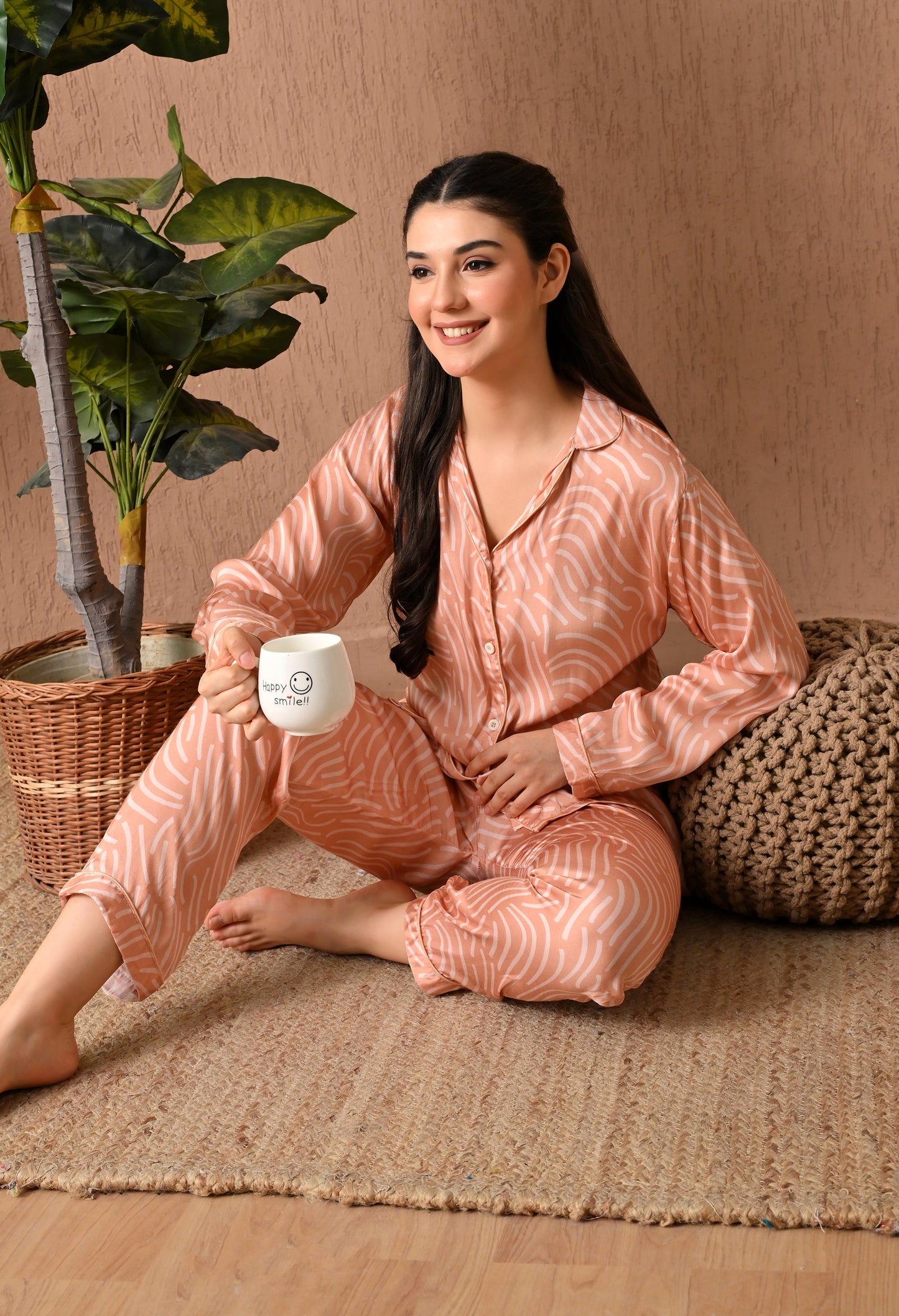Cozy Satin Orange Night Suit