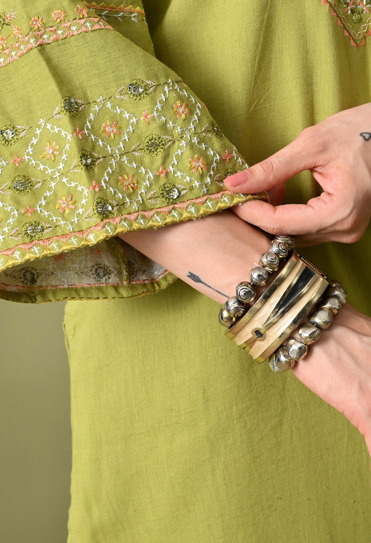 Graceful Green Pakistani Cotton Suit