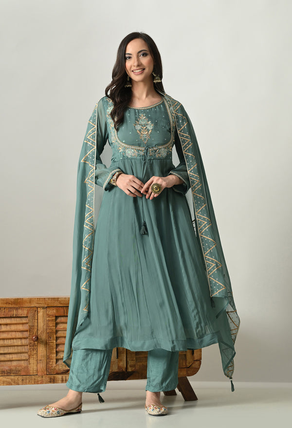 Elegant Pastel Green Umbrella Suit