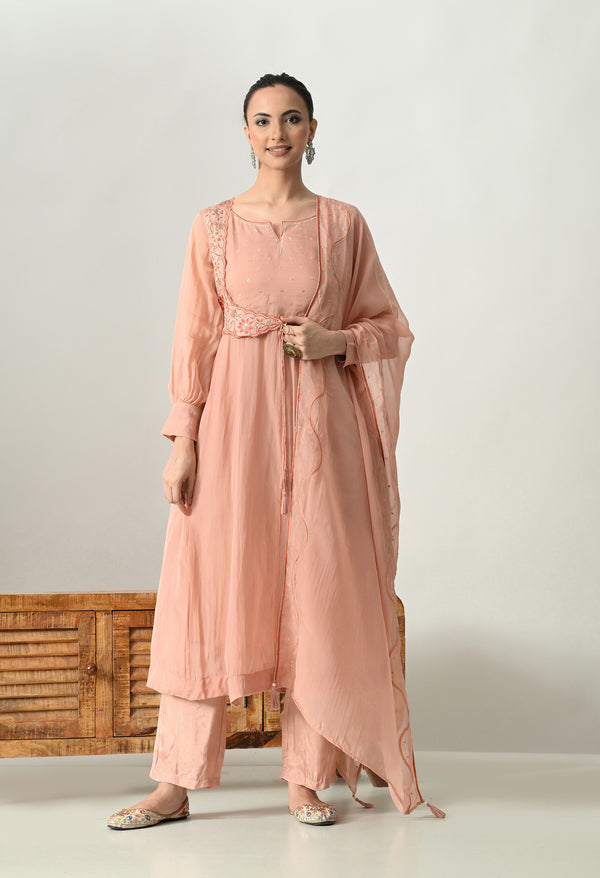 Graceful Pink Organza Umbrella Suit