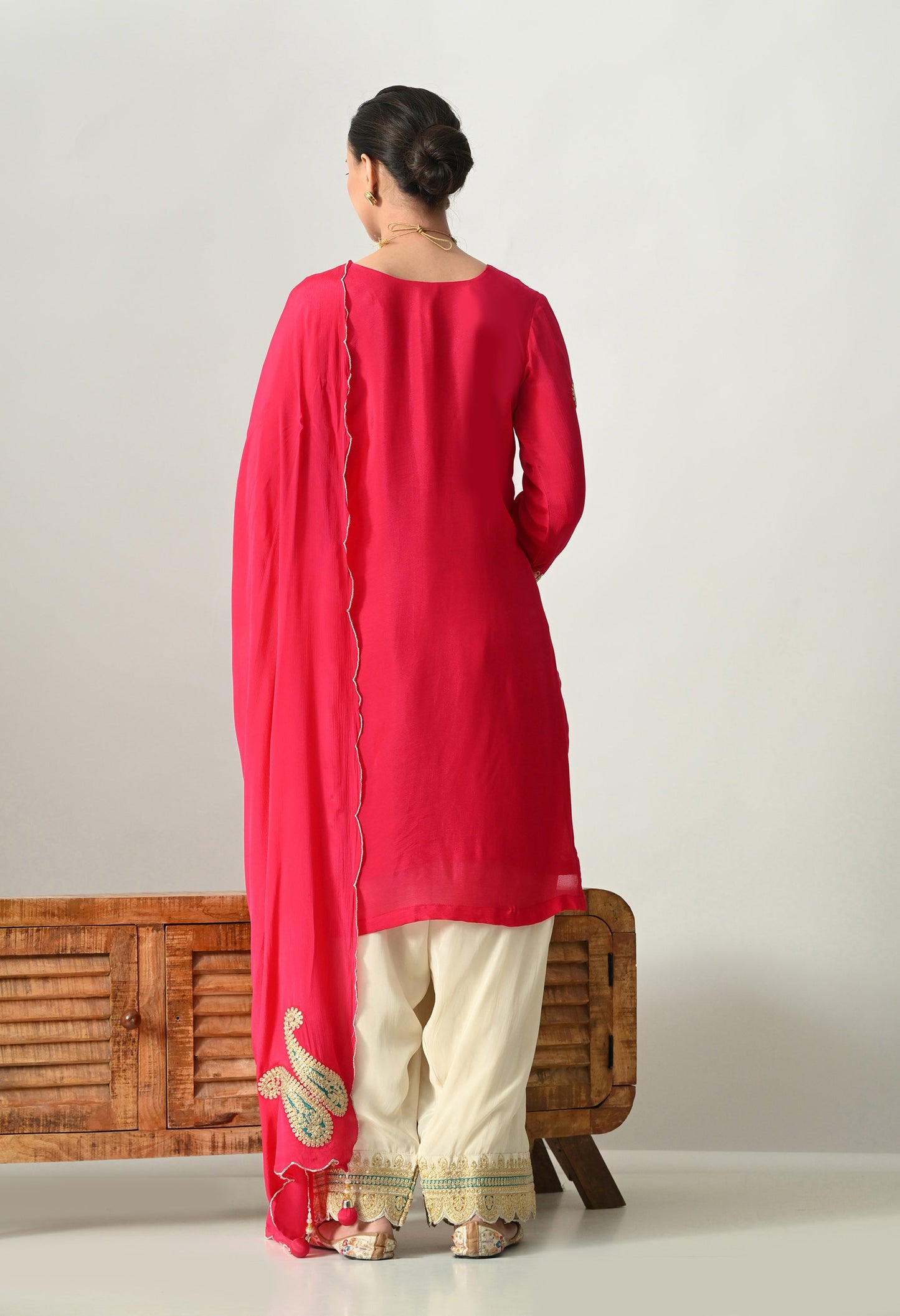 Sparkling Magenta Zari Pearl Suit