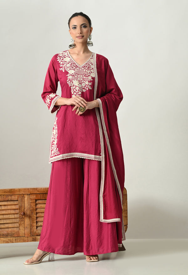 Graceful Dark Pink Sharara Ensemble