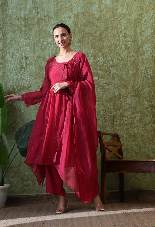 Graceful Pink Angrakha Palazzo Set
