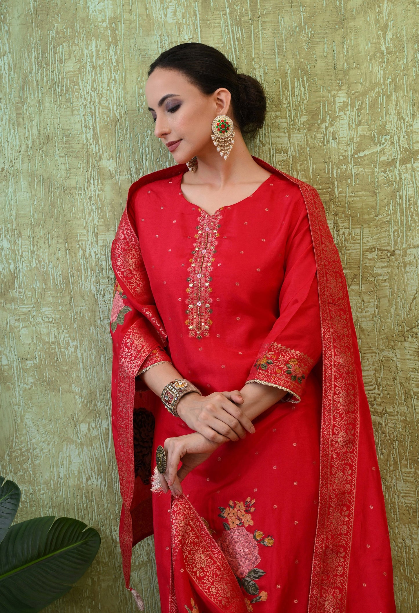 Radiant Pearl Sequin Silk Ensemble